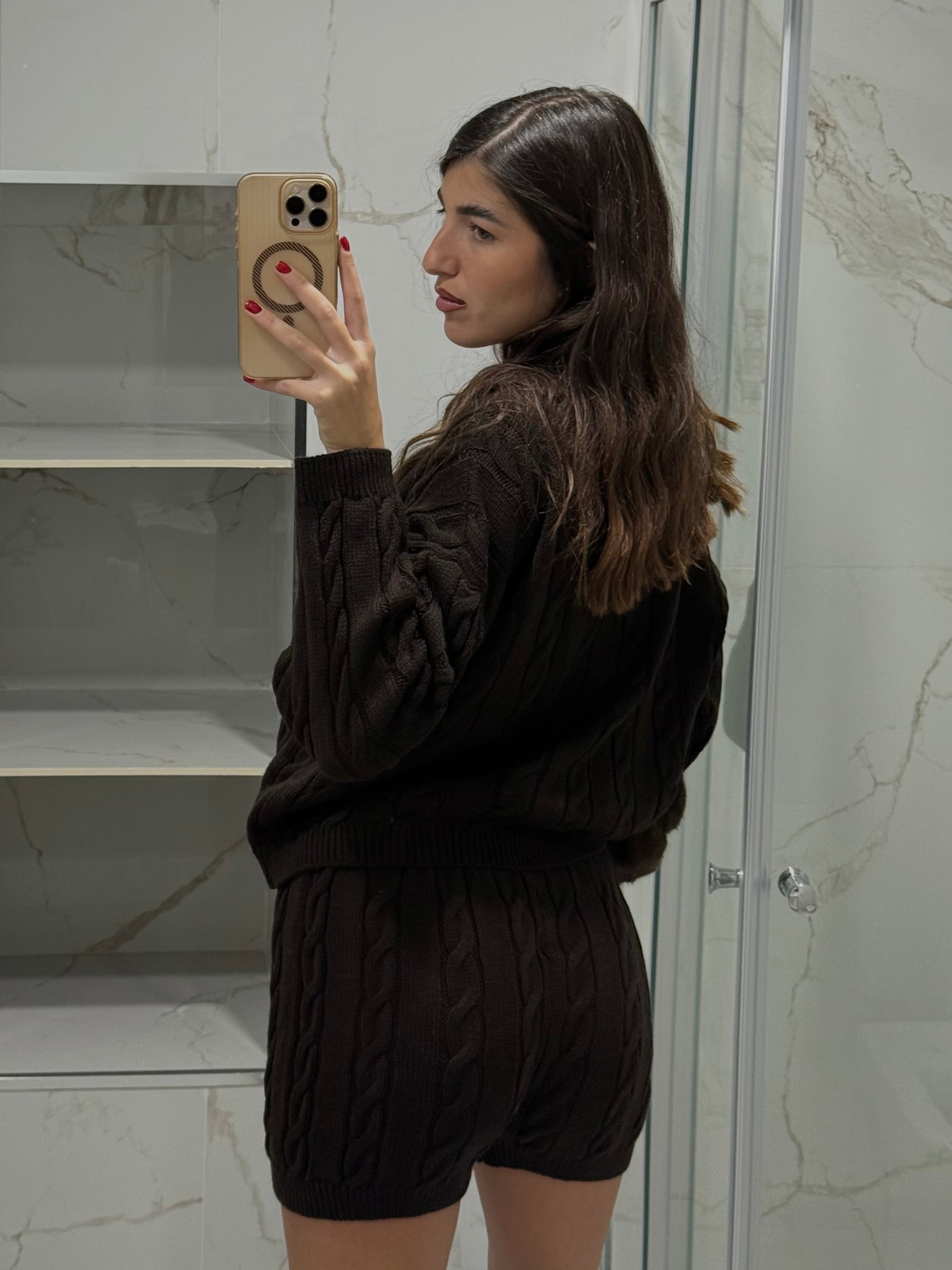 Coordinato trecce marrone