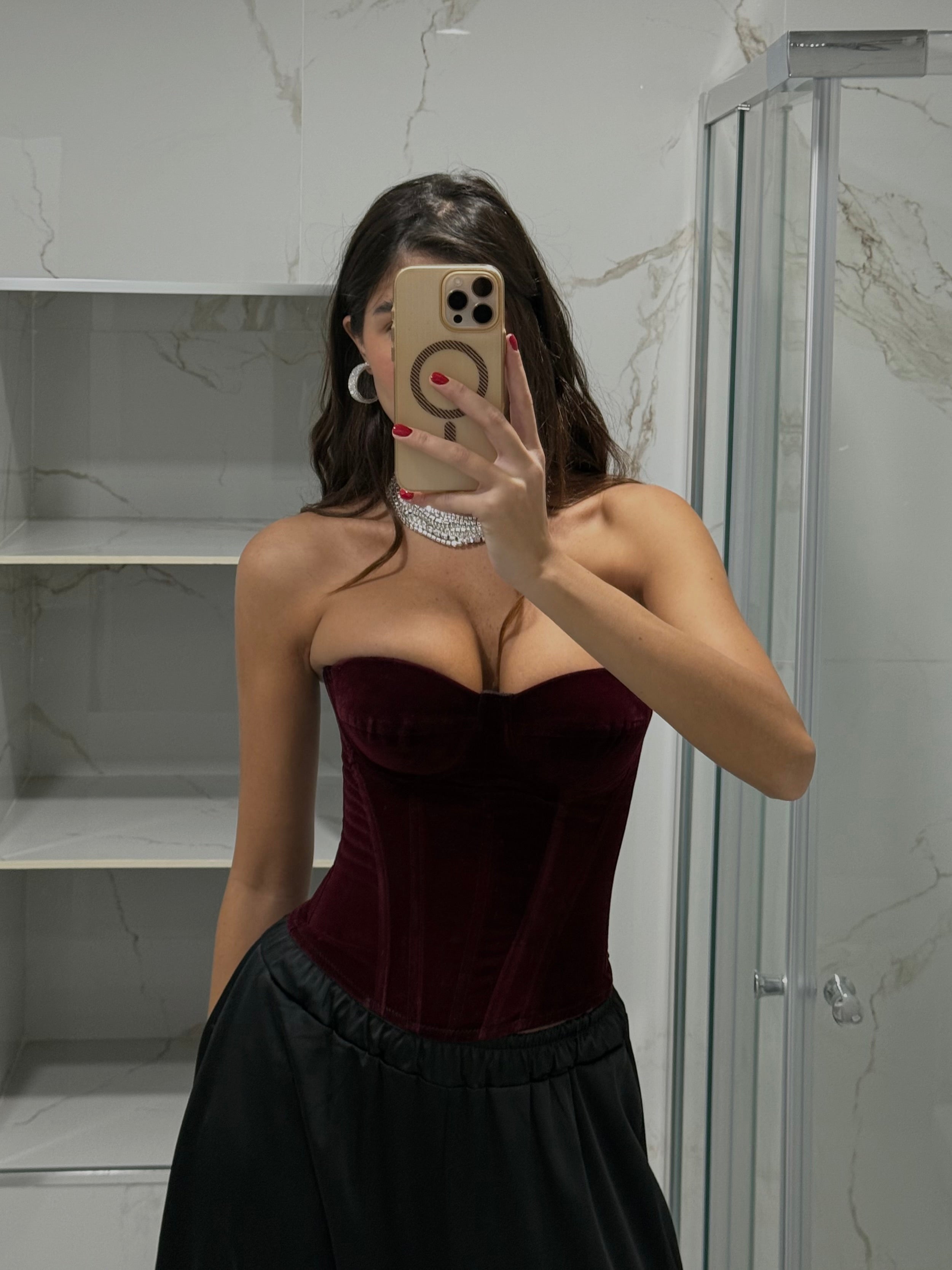 Corpetto velluto bordeaux