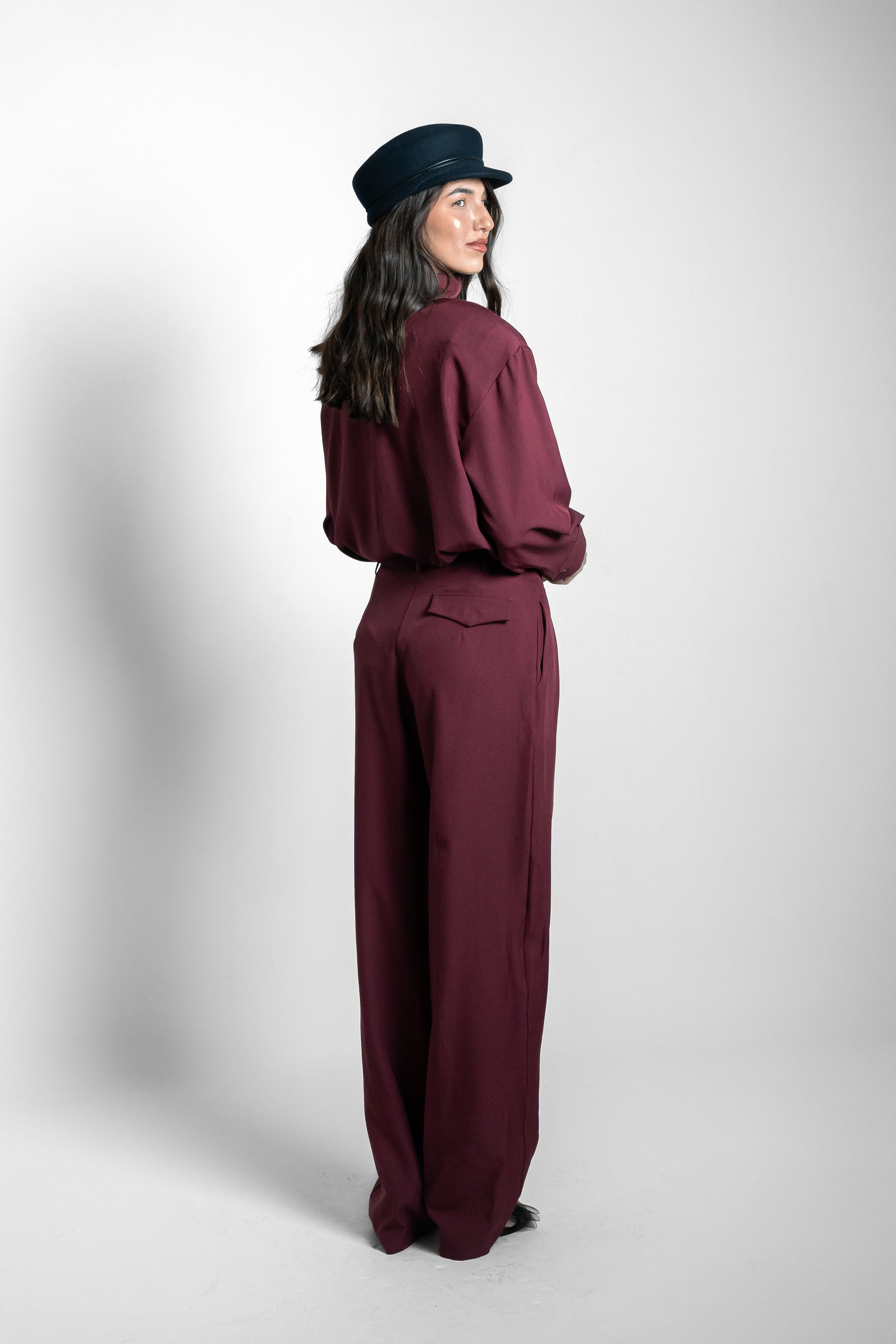 Pantalone taglio sartoriale bordeaux
