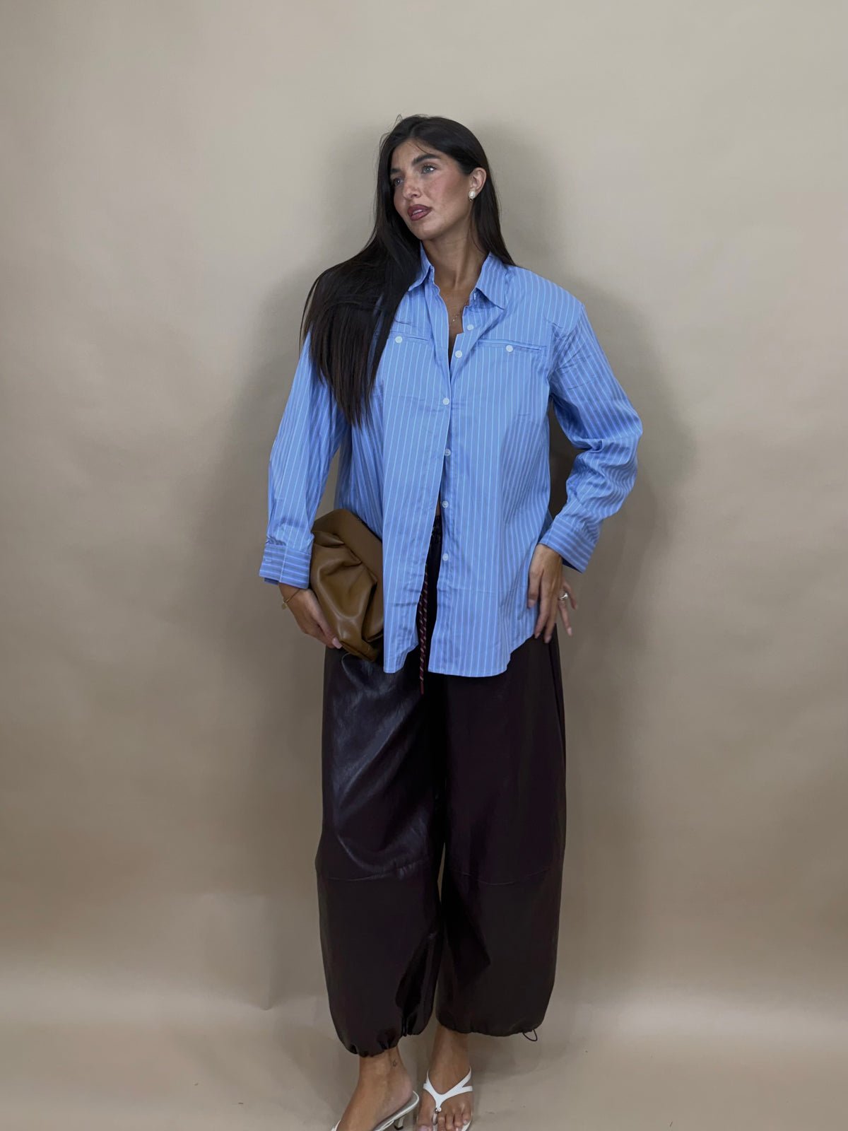 Camicia righe azzurra