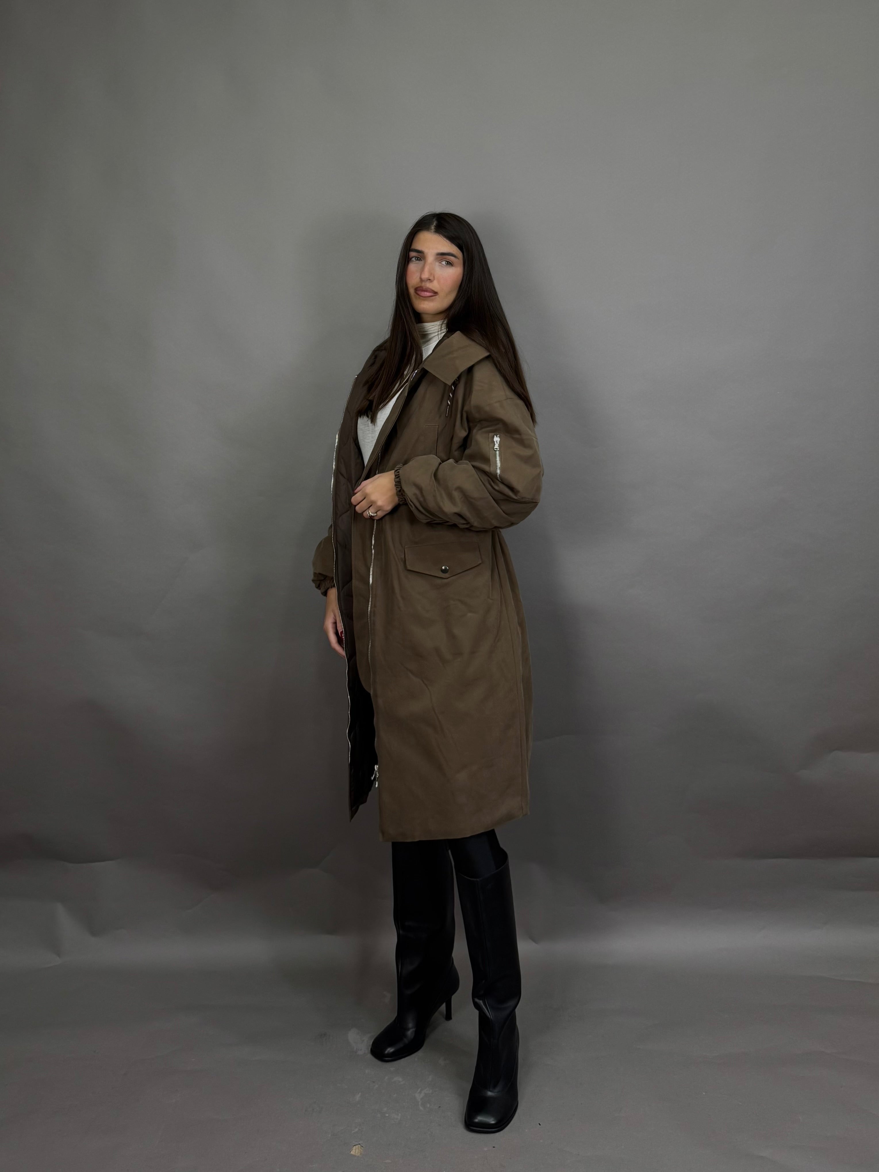 Parca cappuccio lumina marrone