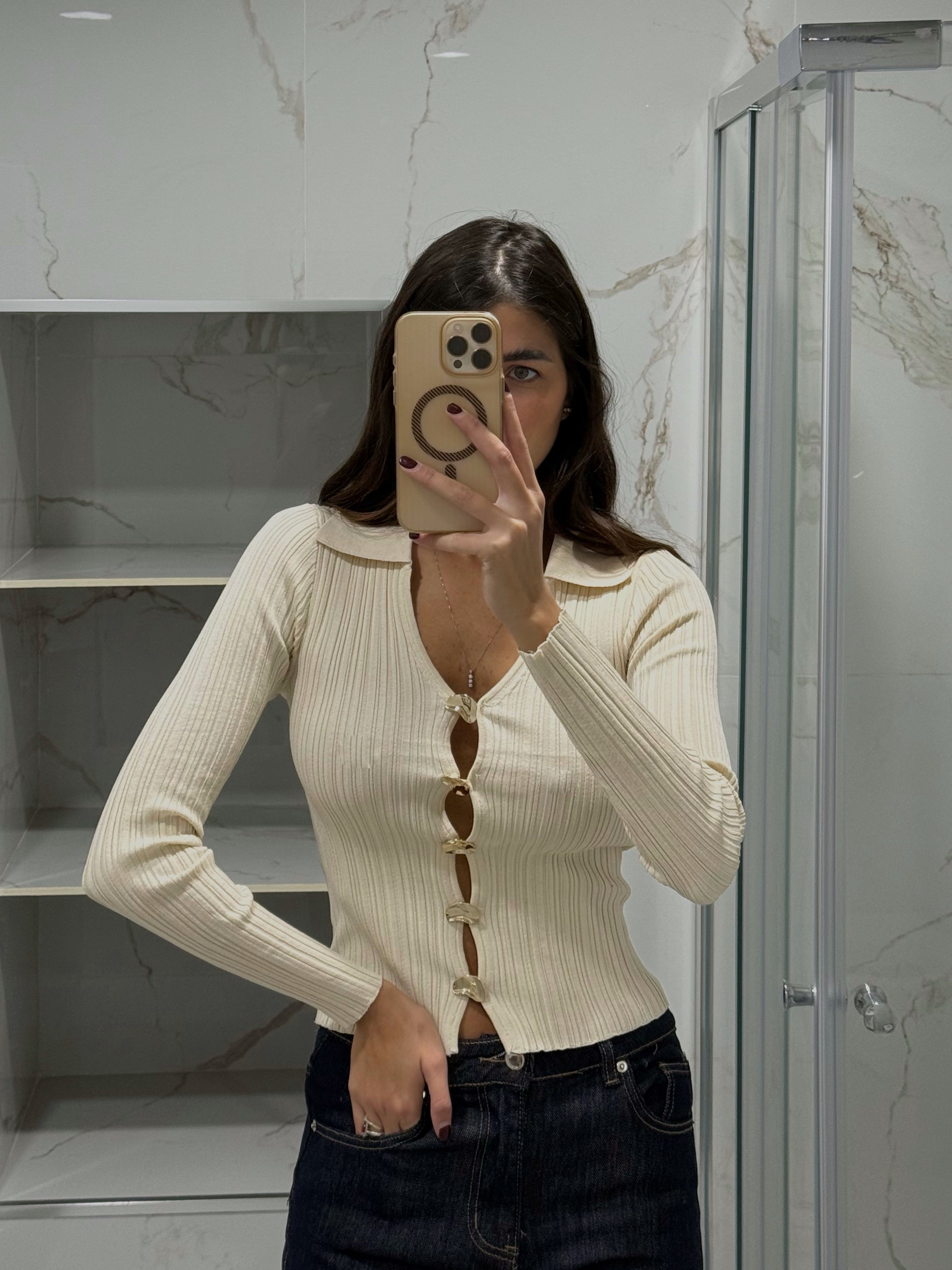 Maglia gioiello panna