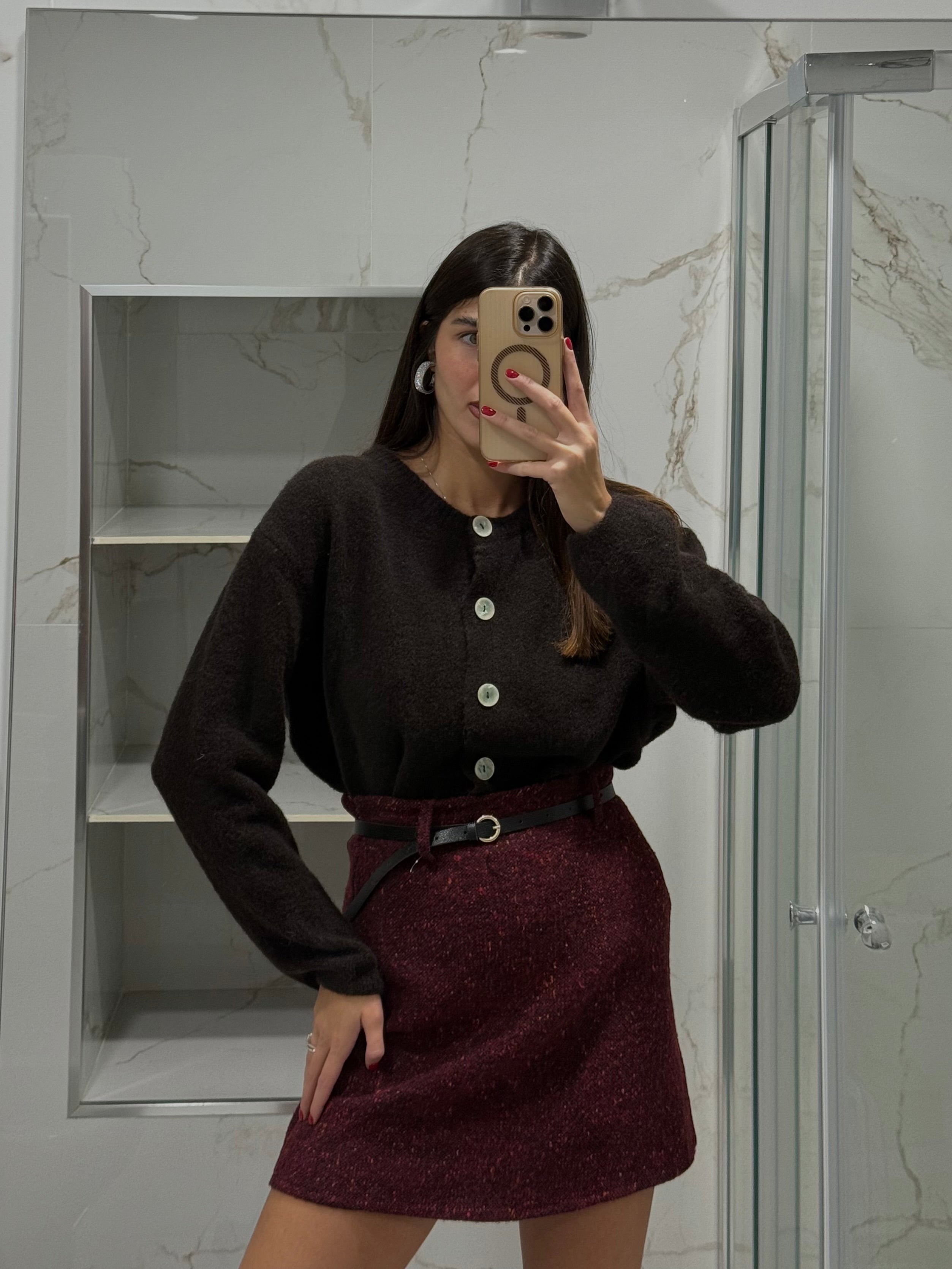 Cardigan lana marrone