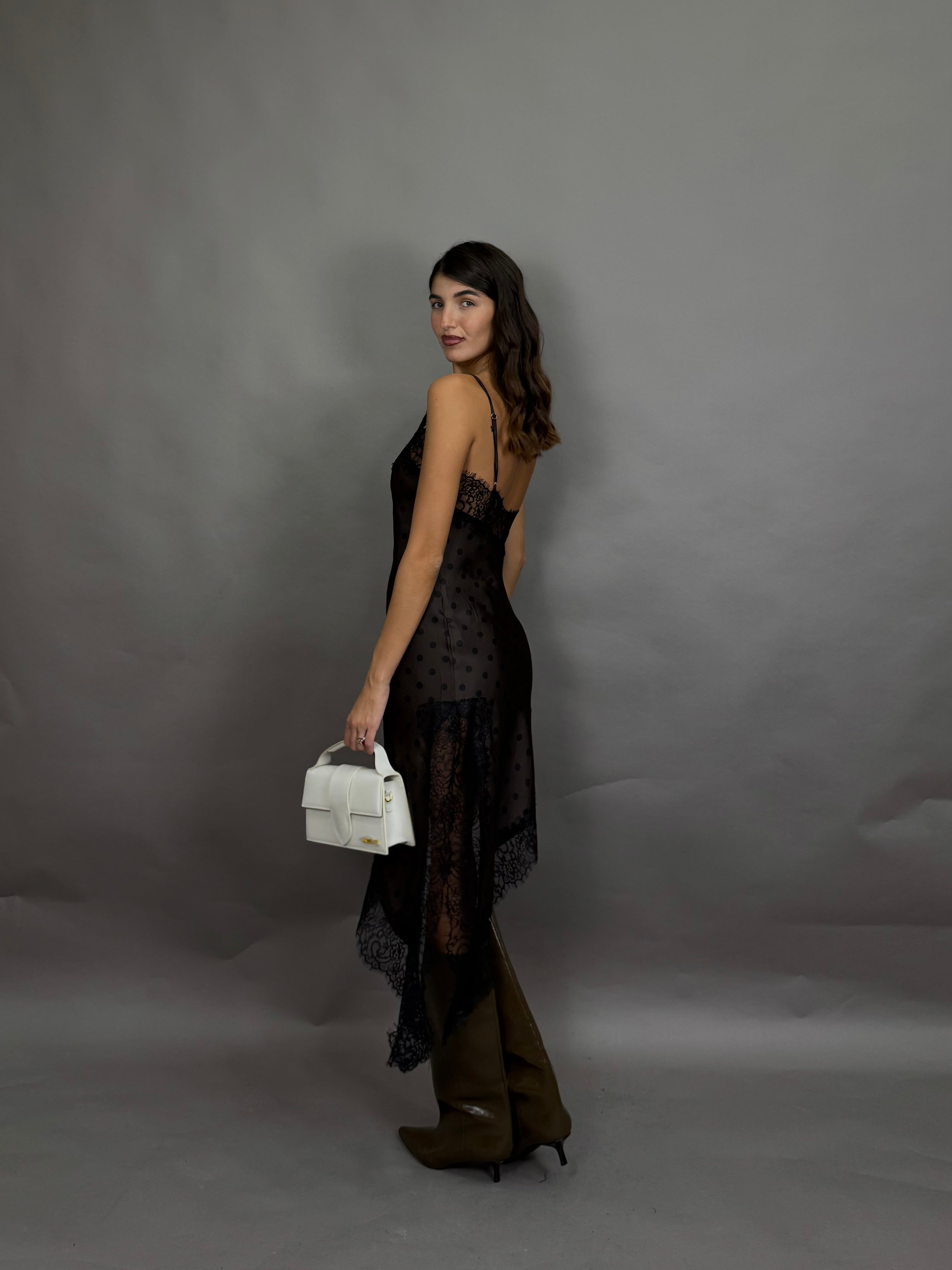 Dress pizzo e pois marrone