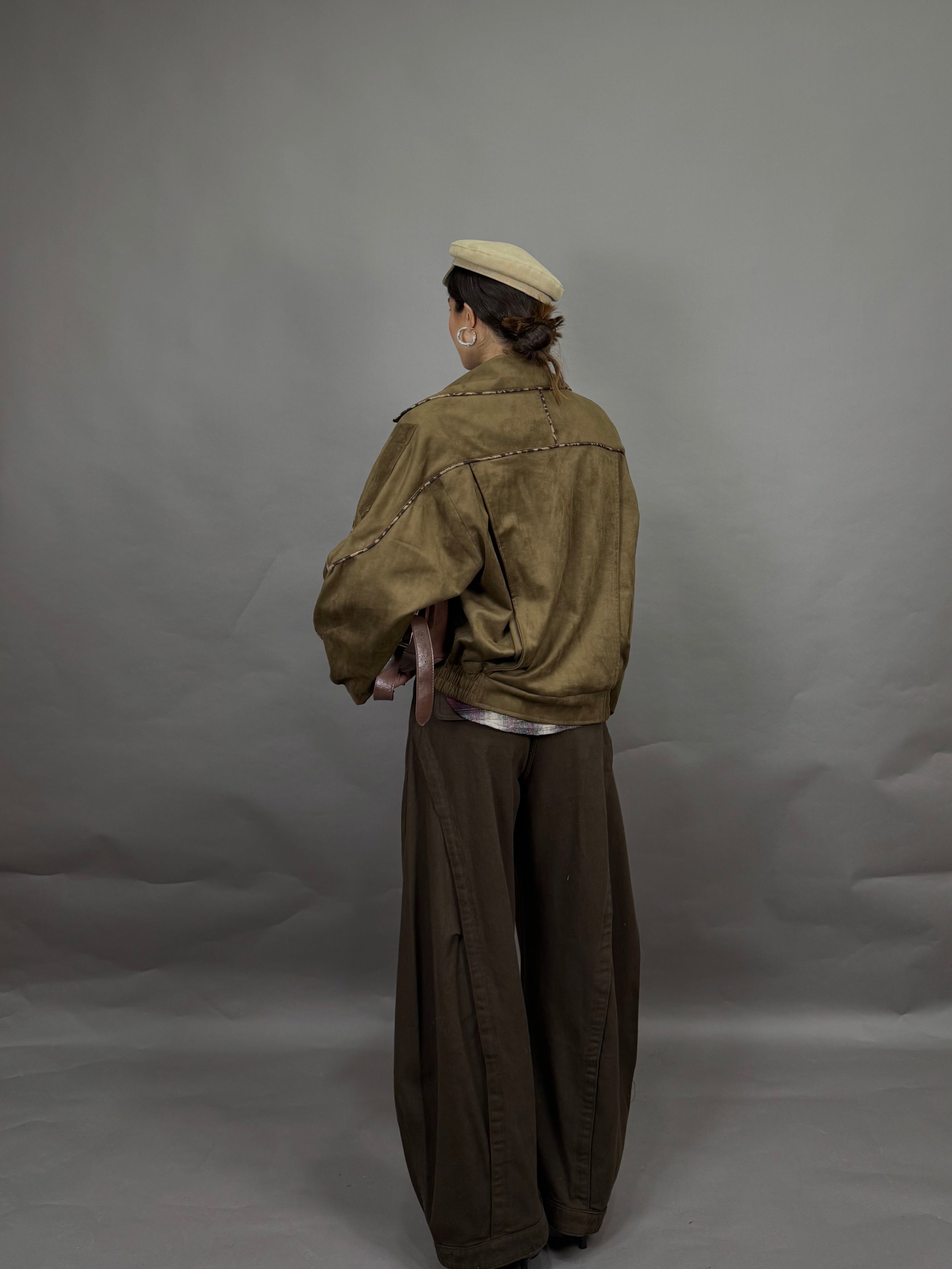 Giacca scamosciata verde