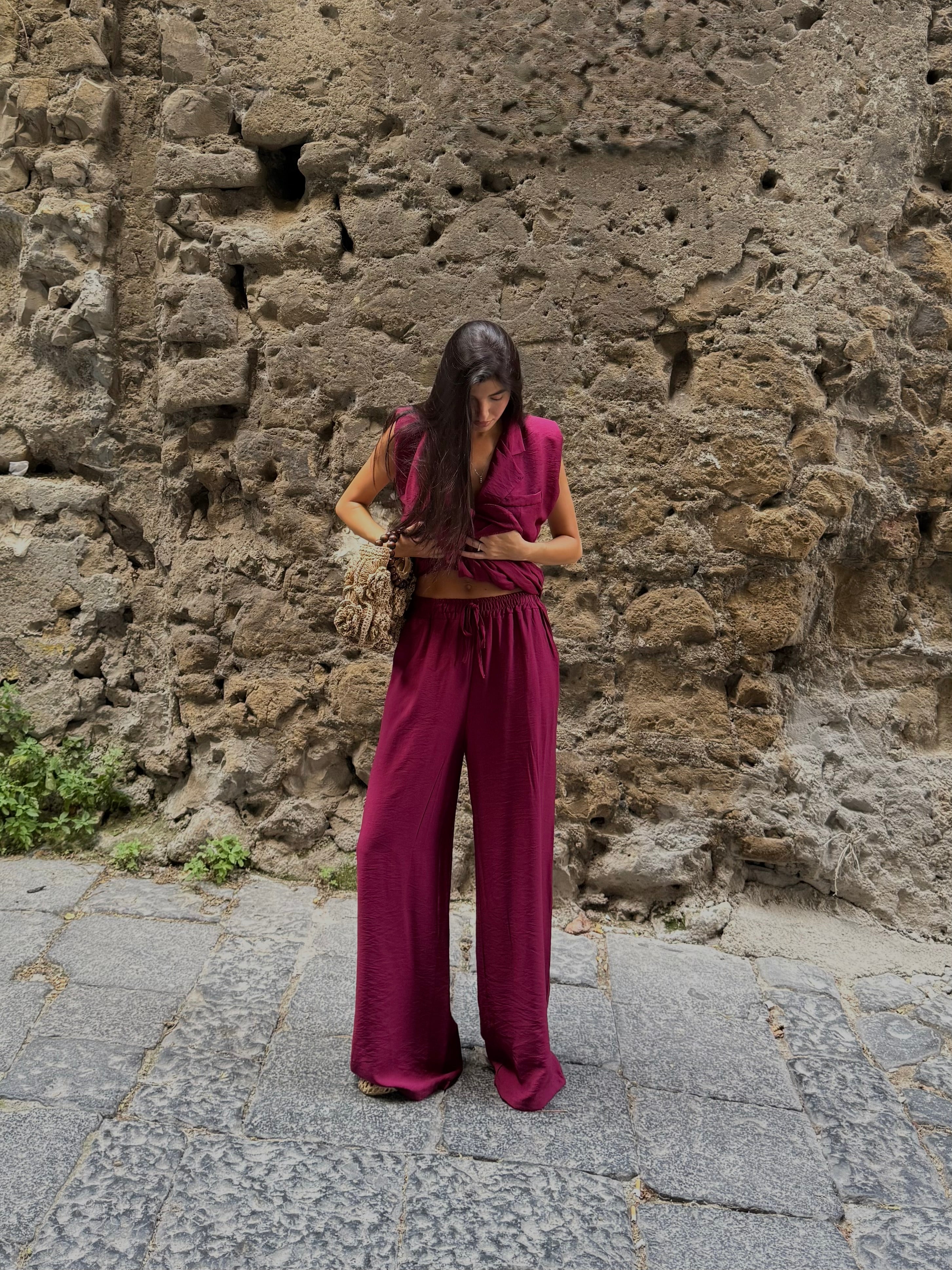 Completo con gilet in viscosa