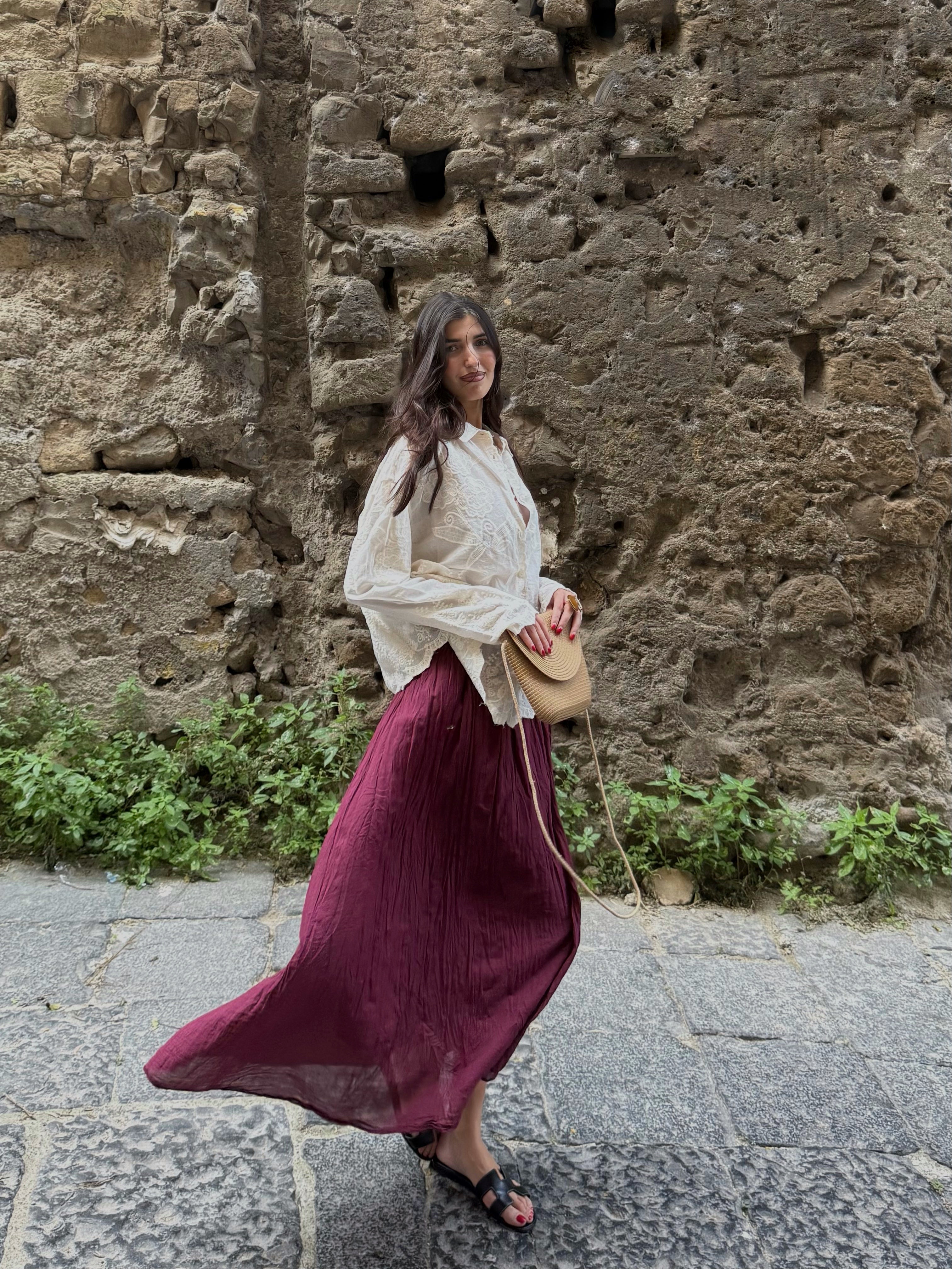 Gonna in cotone bordeaux - LadyB Shop Online