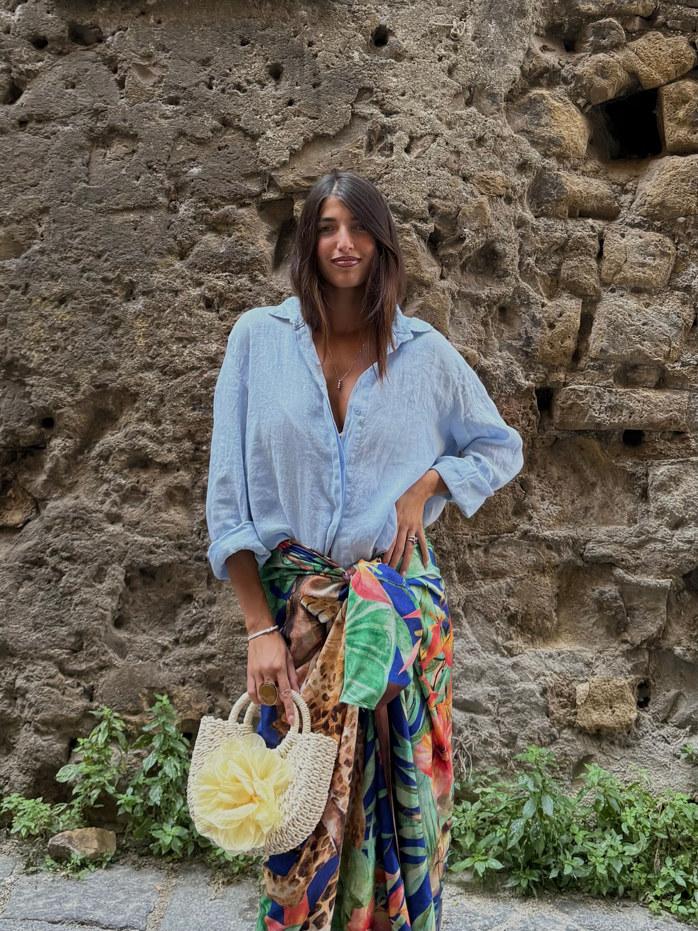 Camicia Lino celeste - LadyB Shop Online