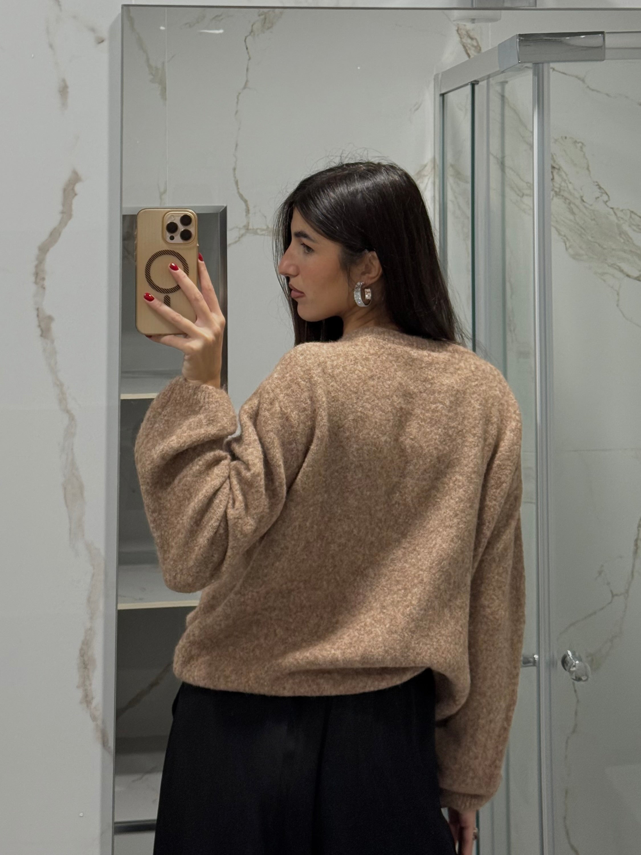 Cardigan lana cammello