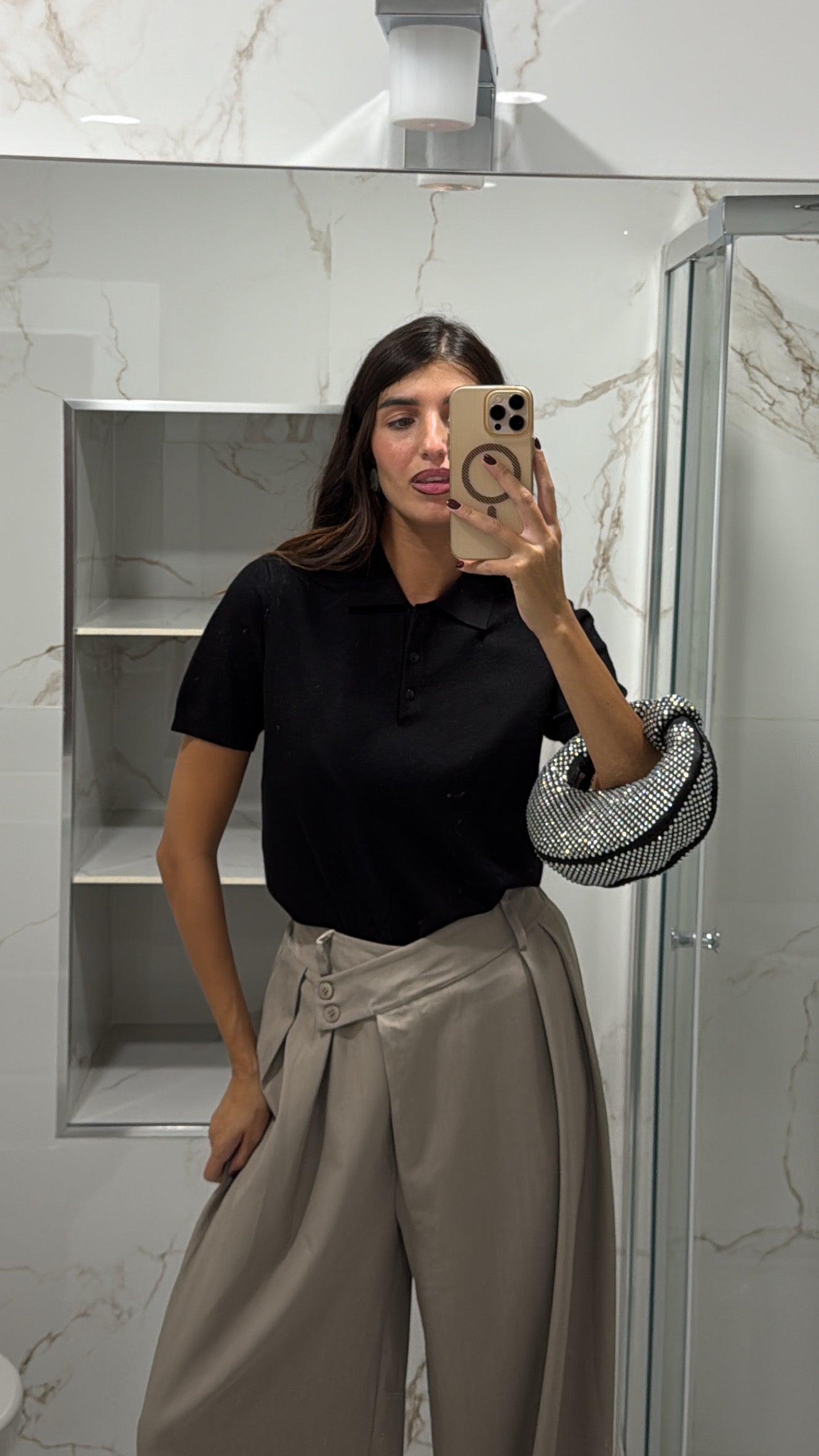 Polo mezza manica nera