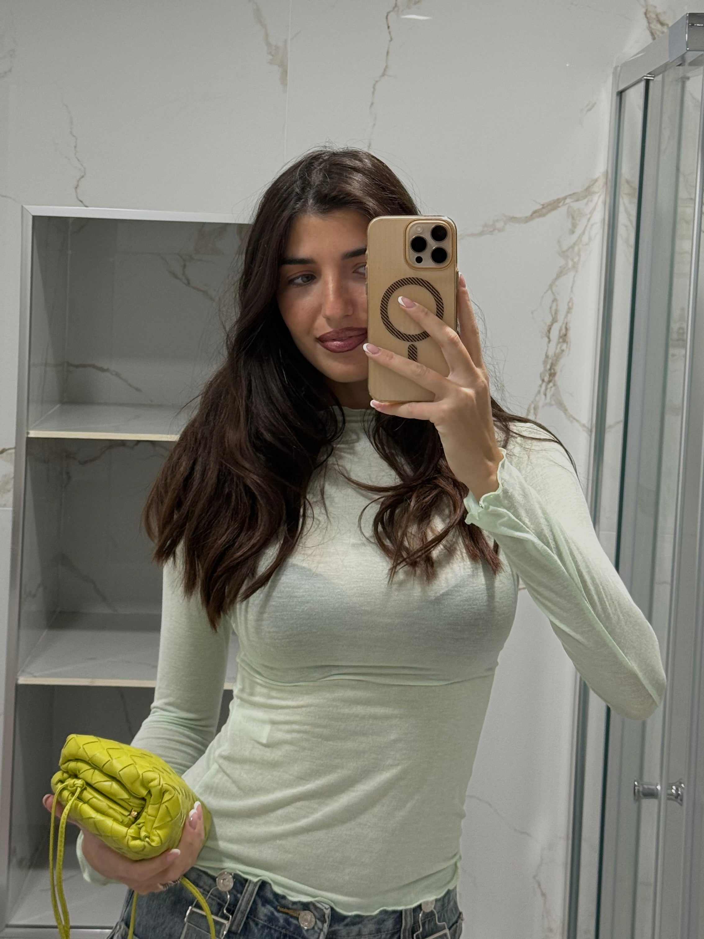 Maglia misto cachemire verde