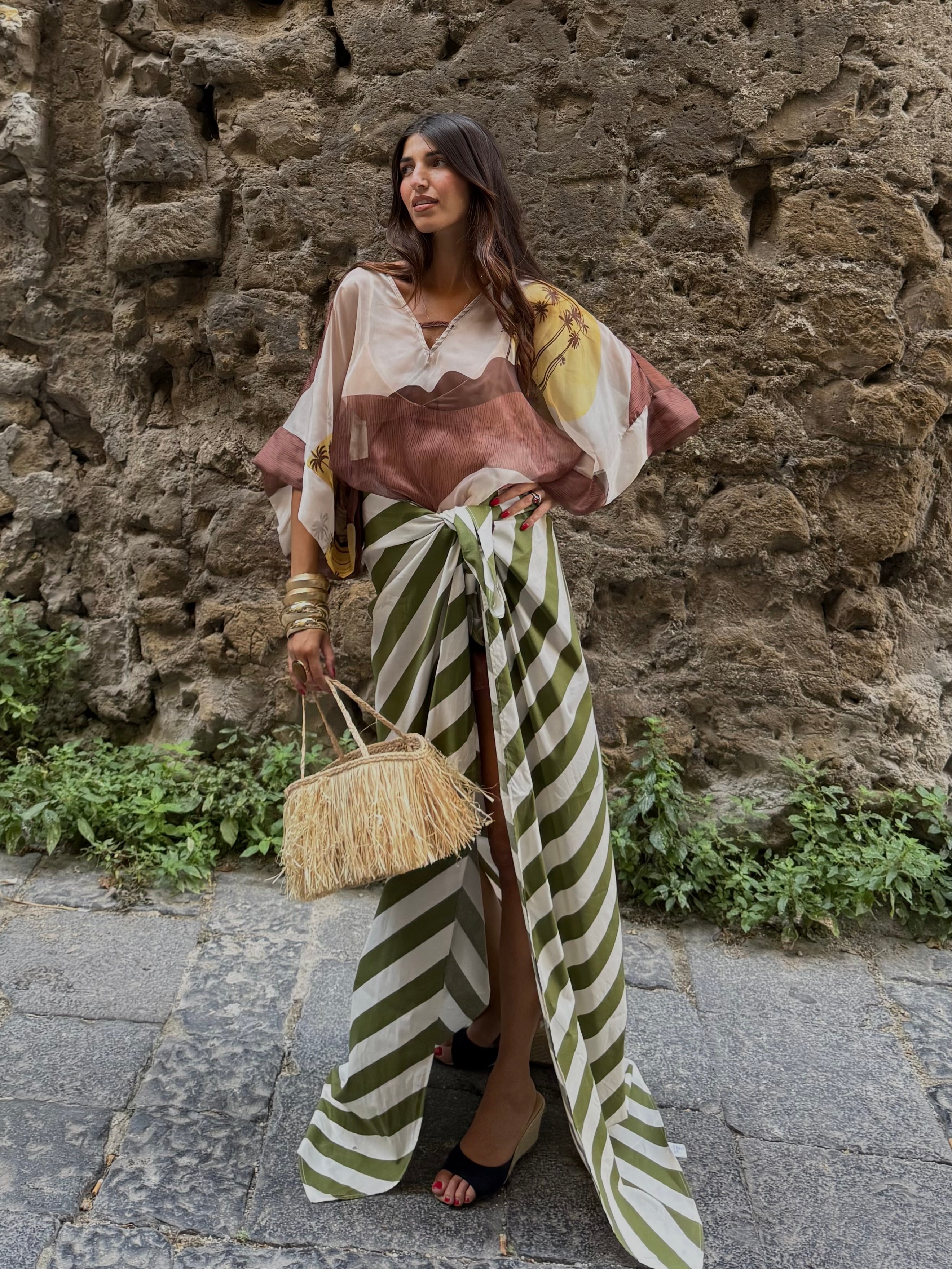 Pareo lumina righe verde - LadyB Shop Online