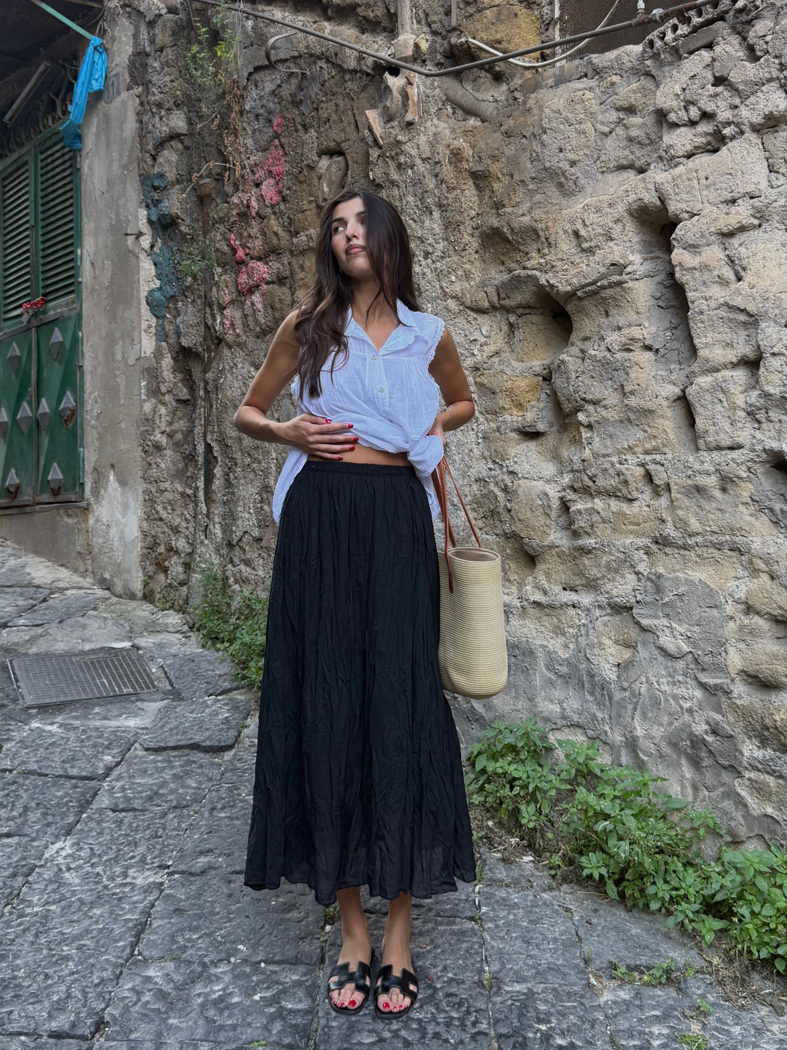 Gonna in cotone nera - LadyB Shop Online