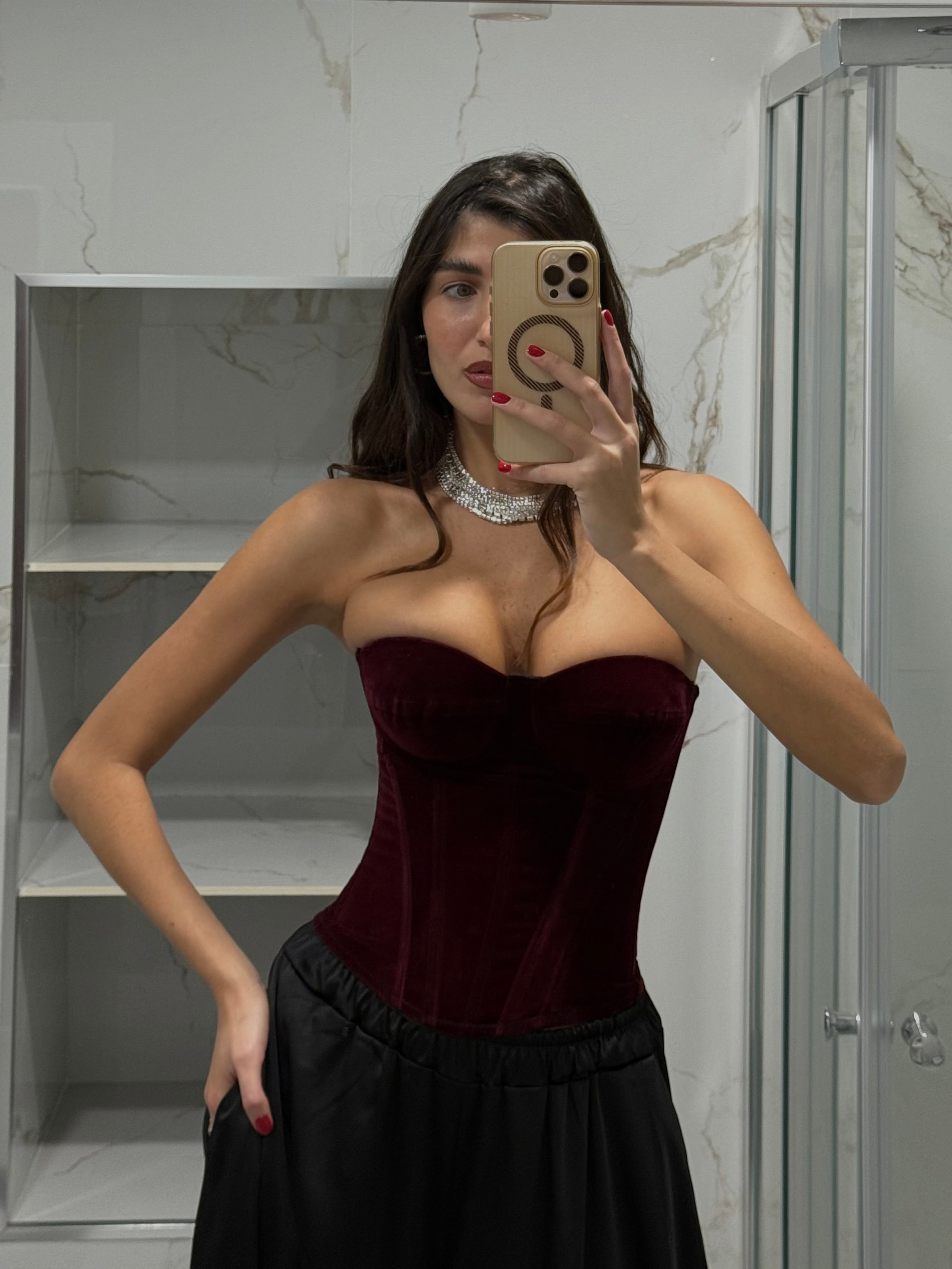 Corpetto velluto bordeaux