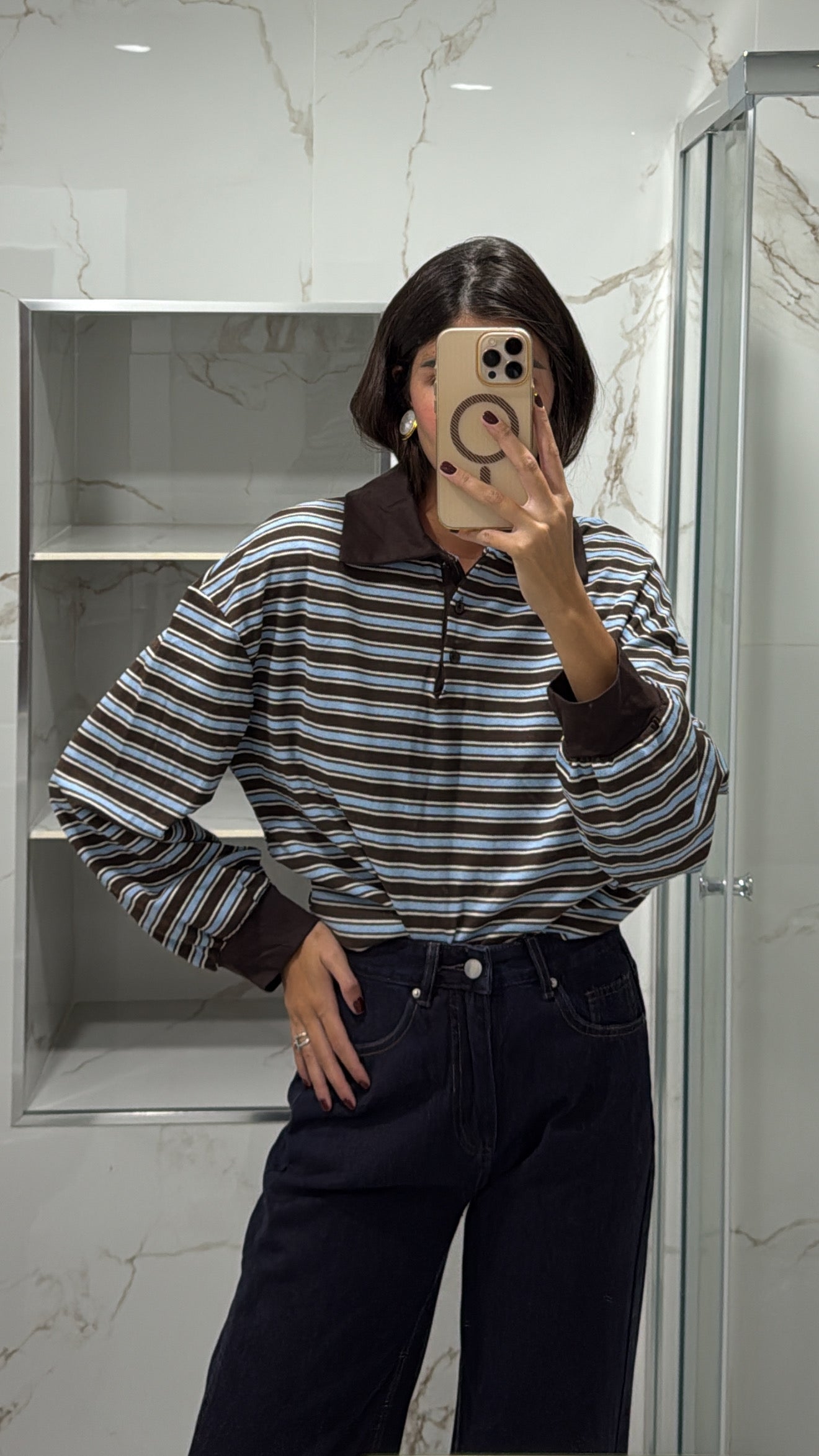 Polo righe azzurra