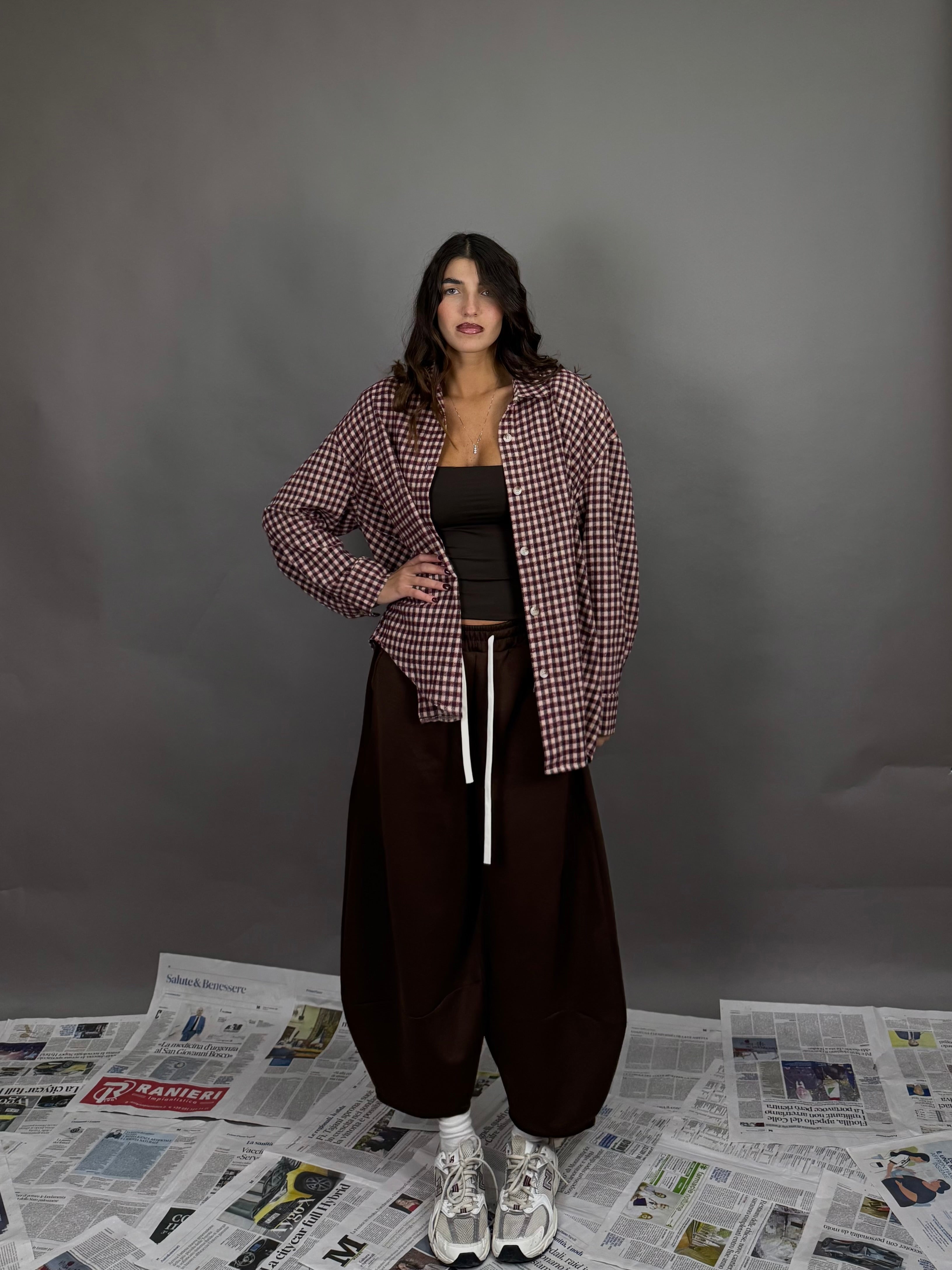 Pantalone tuta ballon marrone