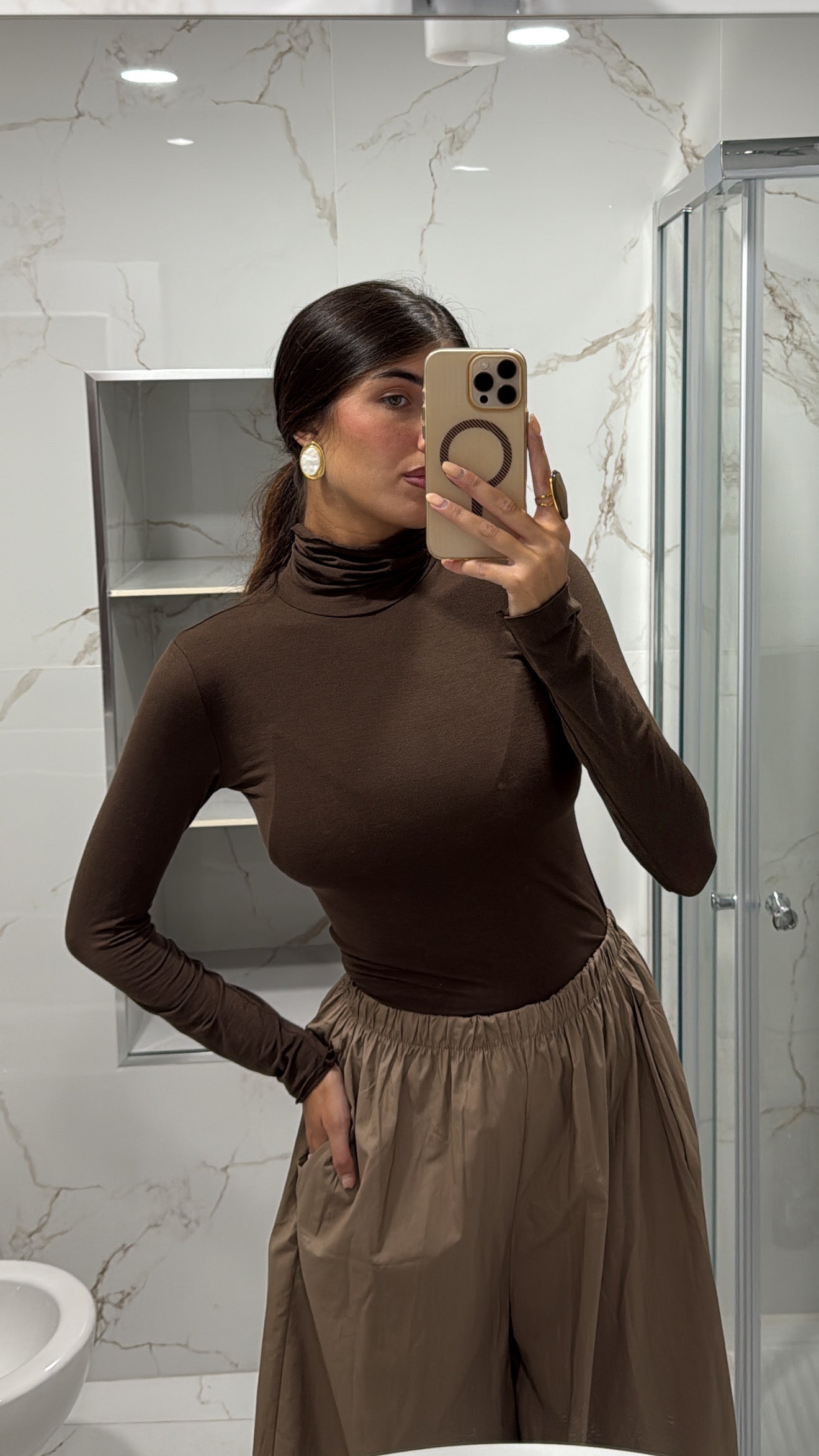 Maglia misto cachemire marrone