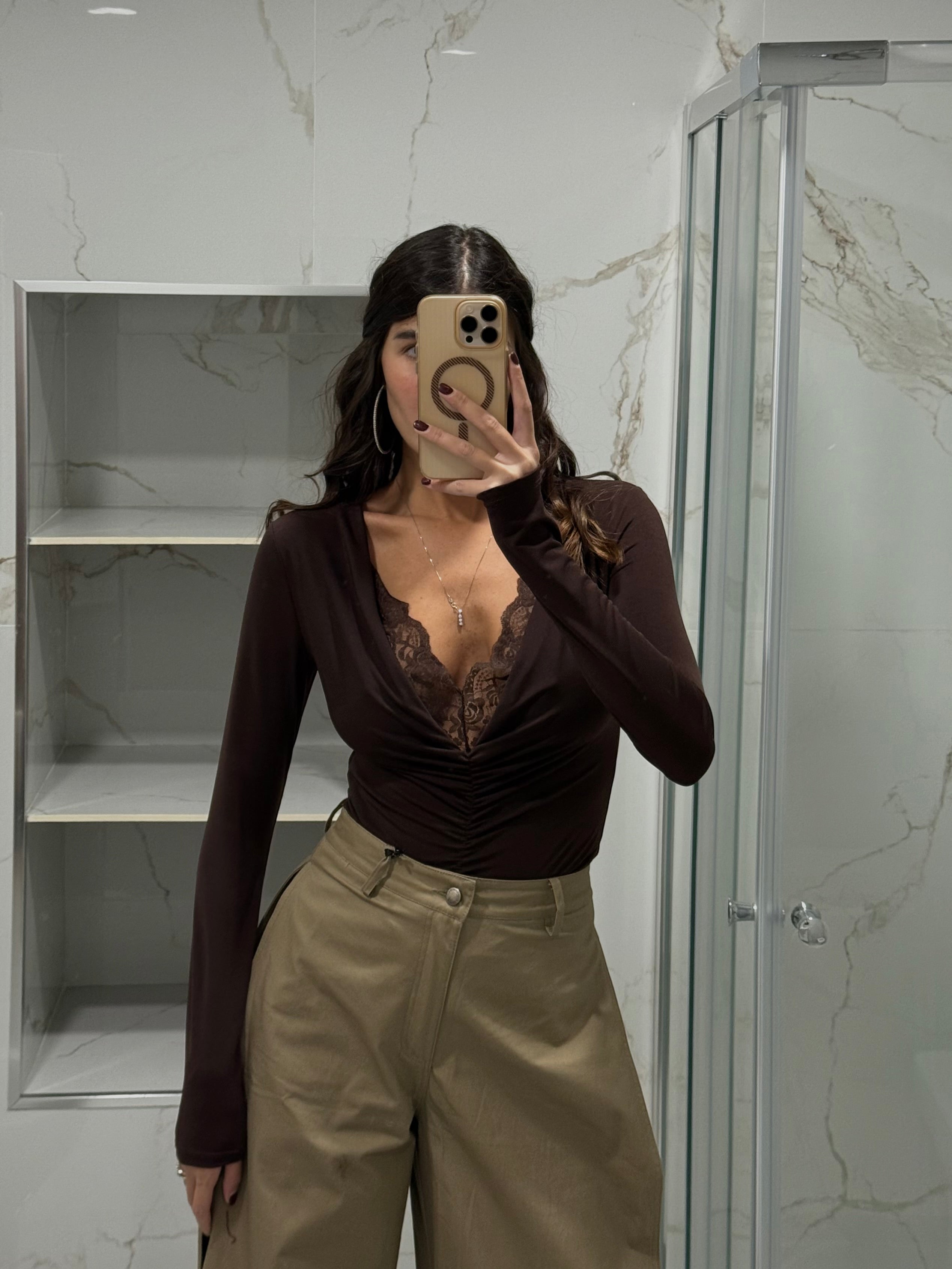 Body drappeggio marrone