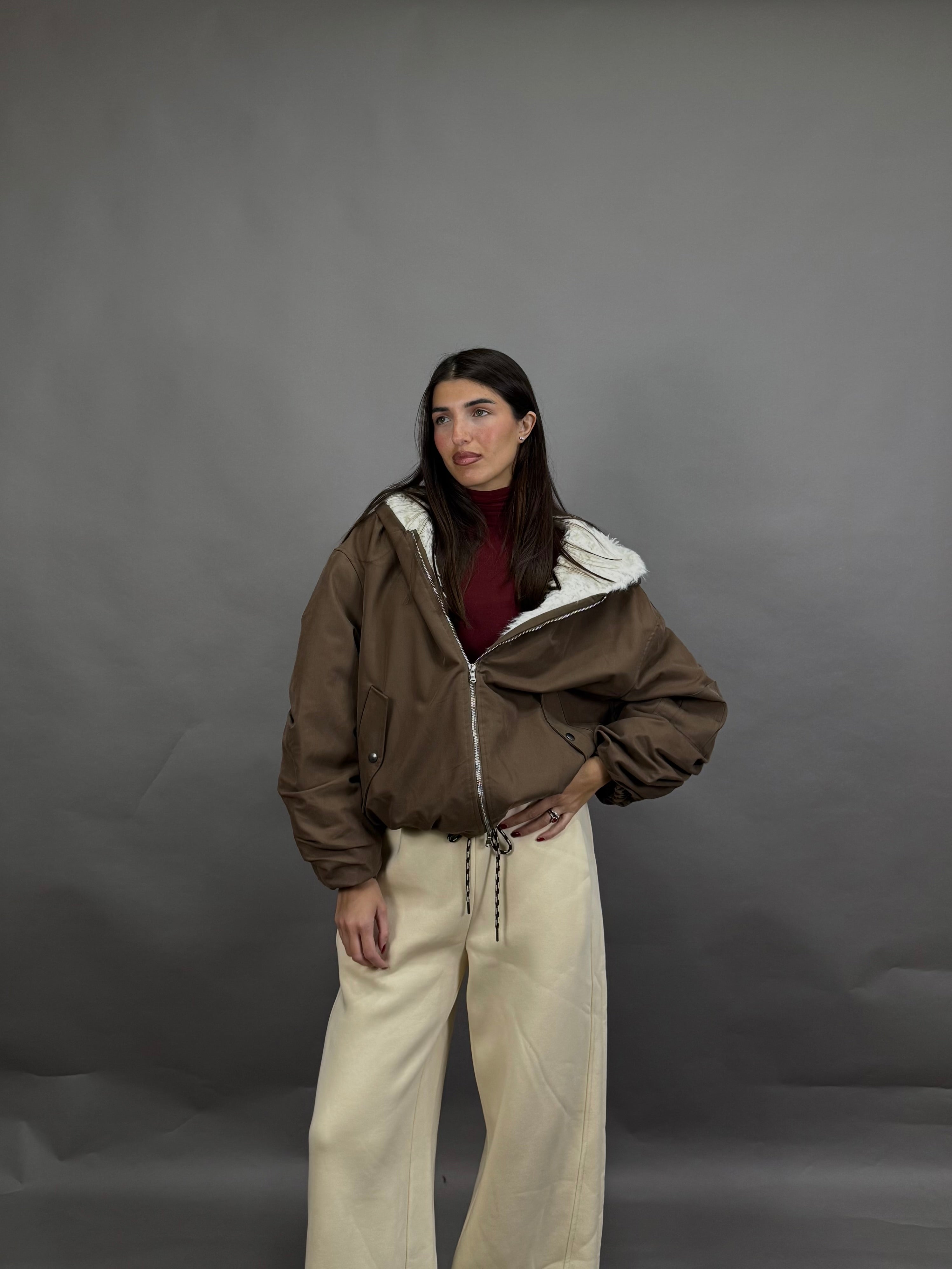 Bomber pelliccia lumina marrone