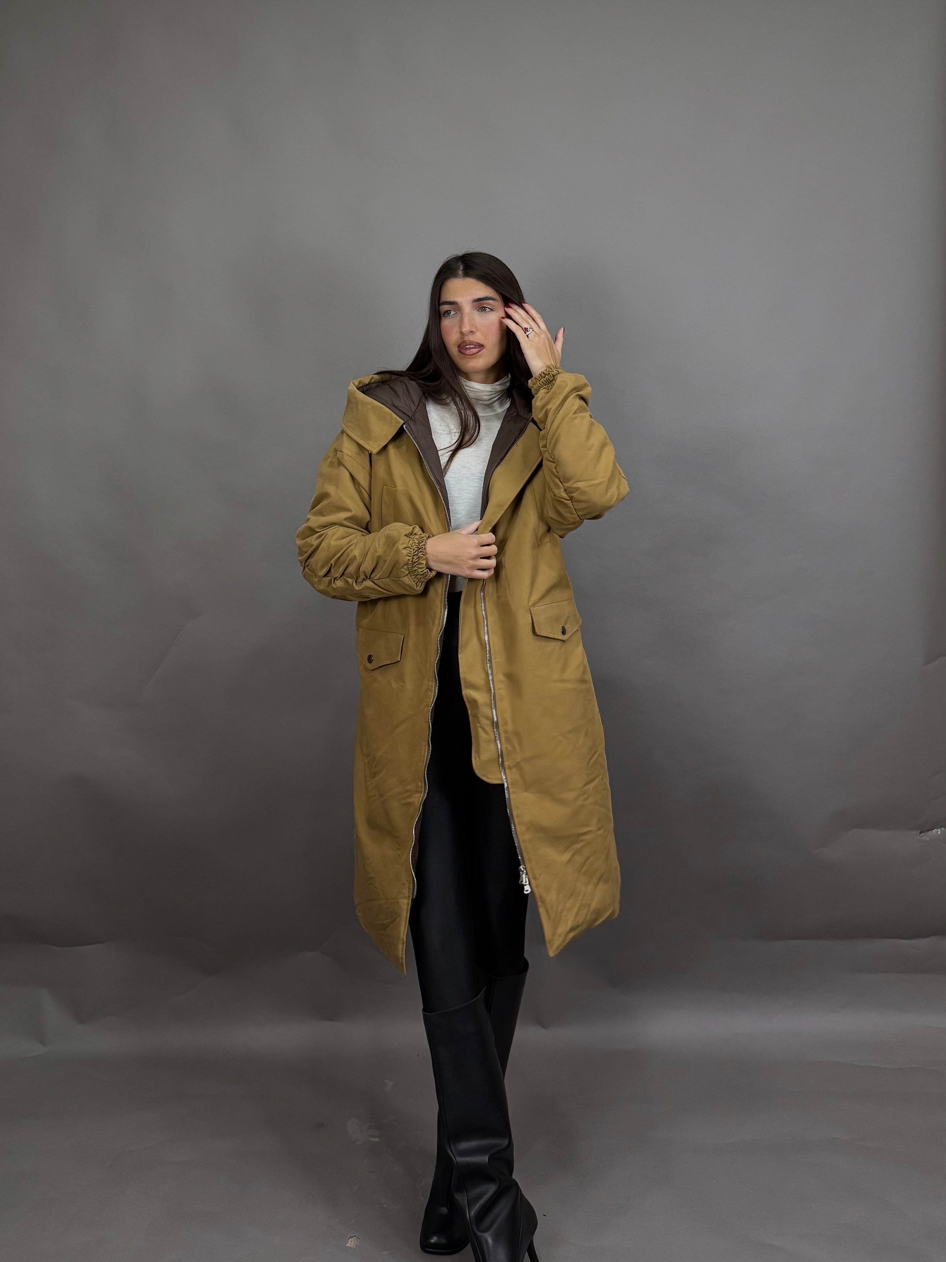 Parca cappuccio lumina senape