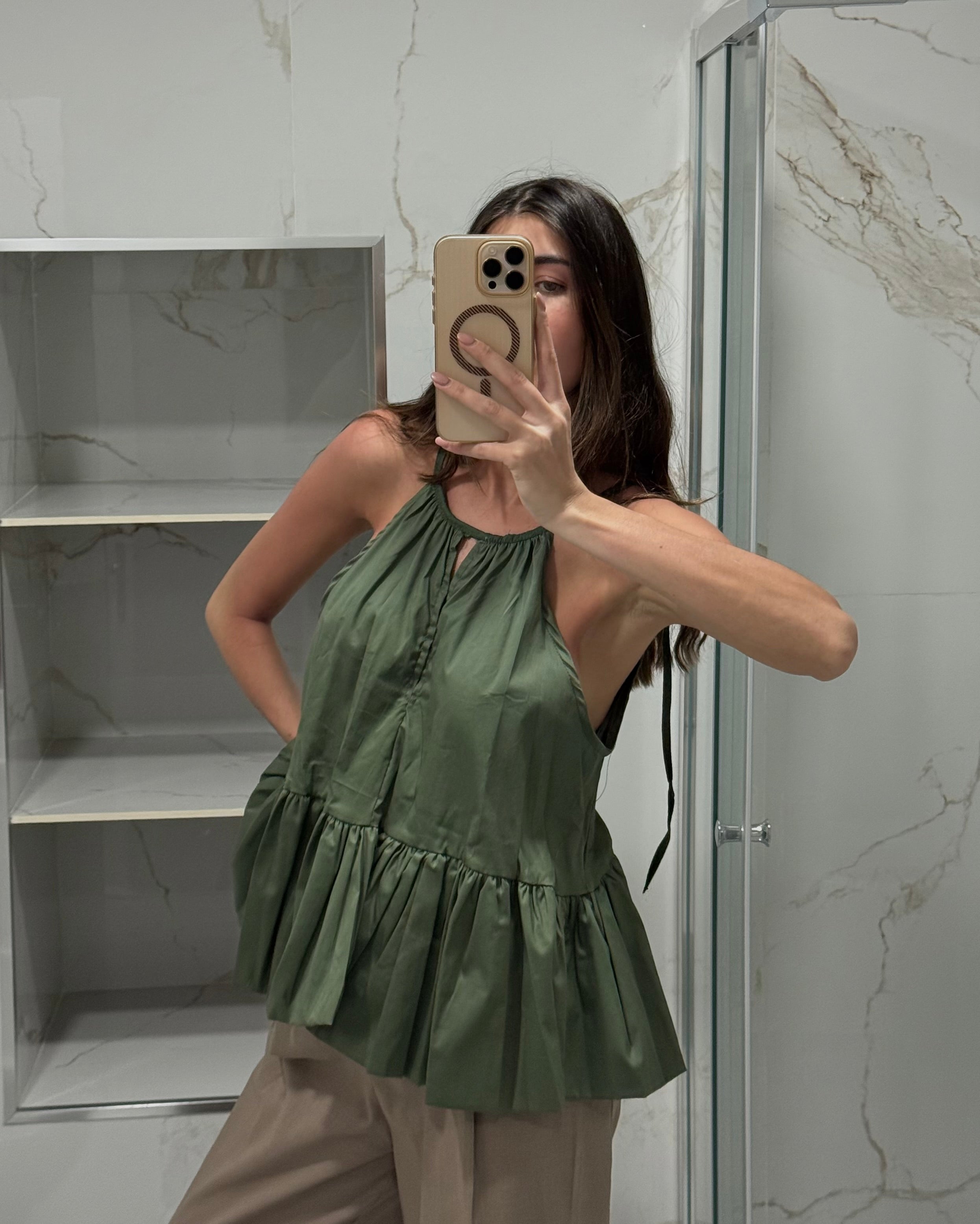 Blusa in cotone verde
