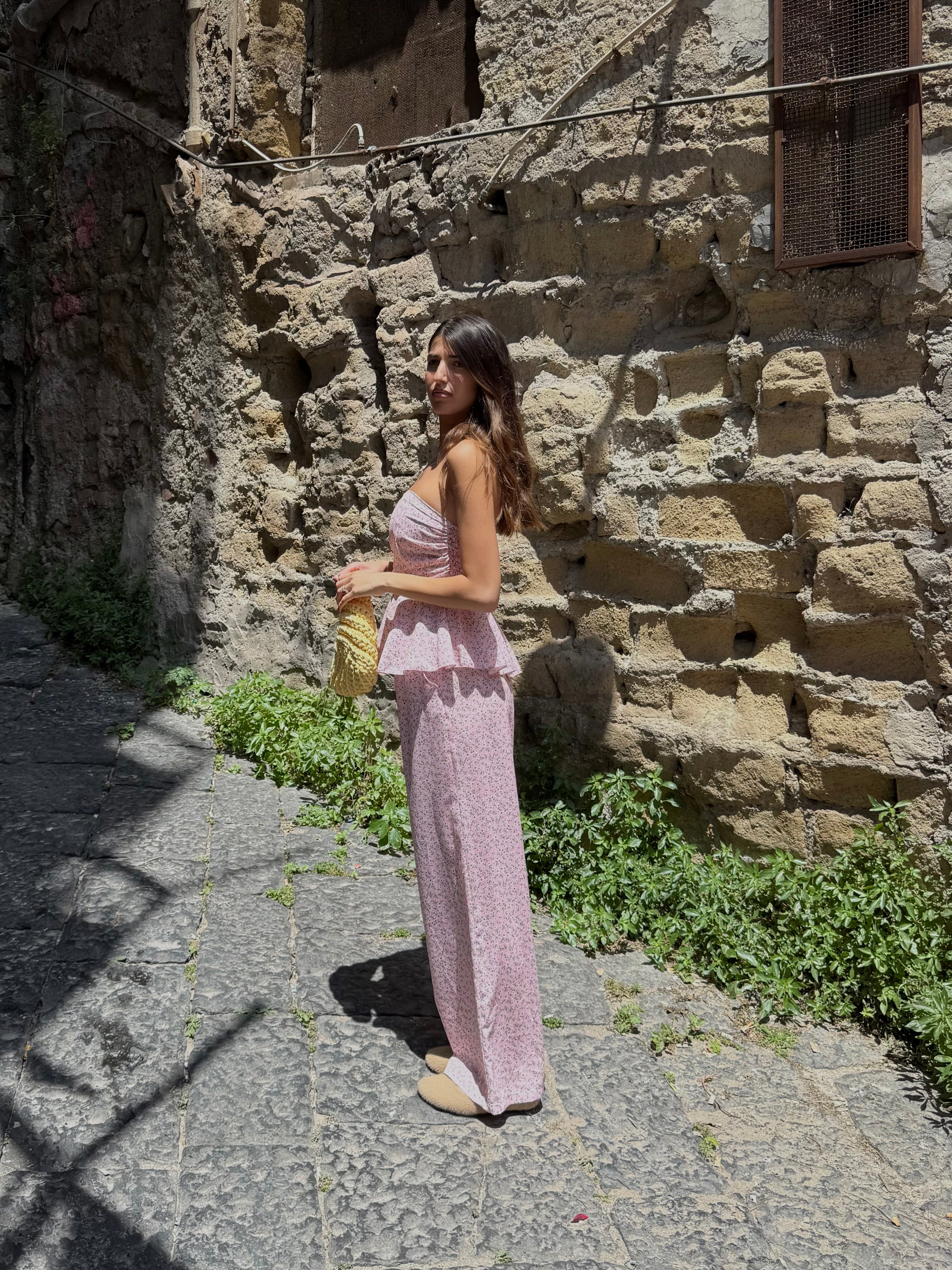 Cord set Amalfi fiori rosa - LadyB Shop Online