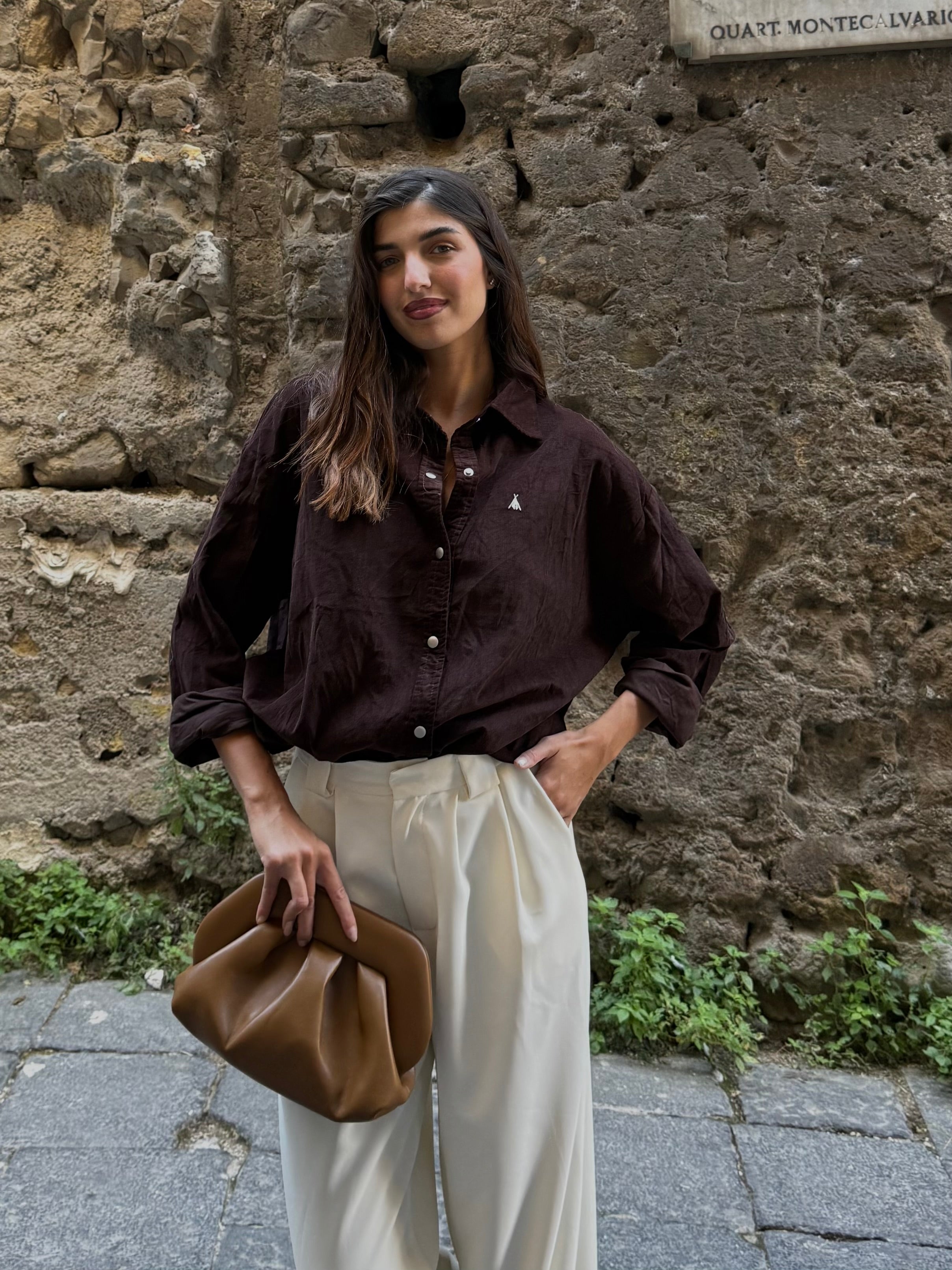 Camicia velluto cioccolato
