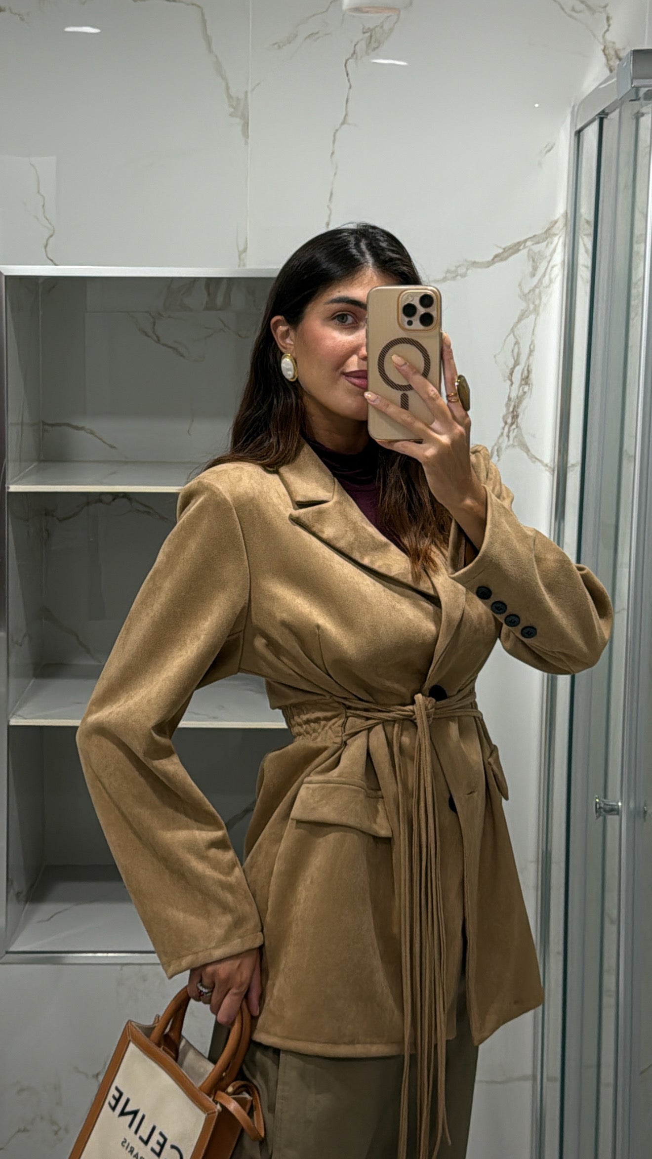Blazer scamosciato cammello