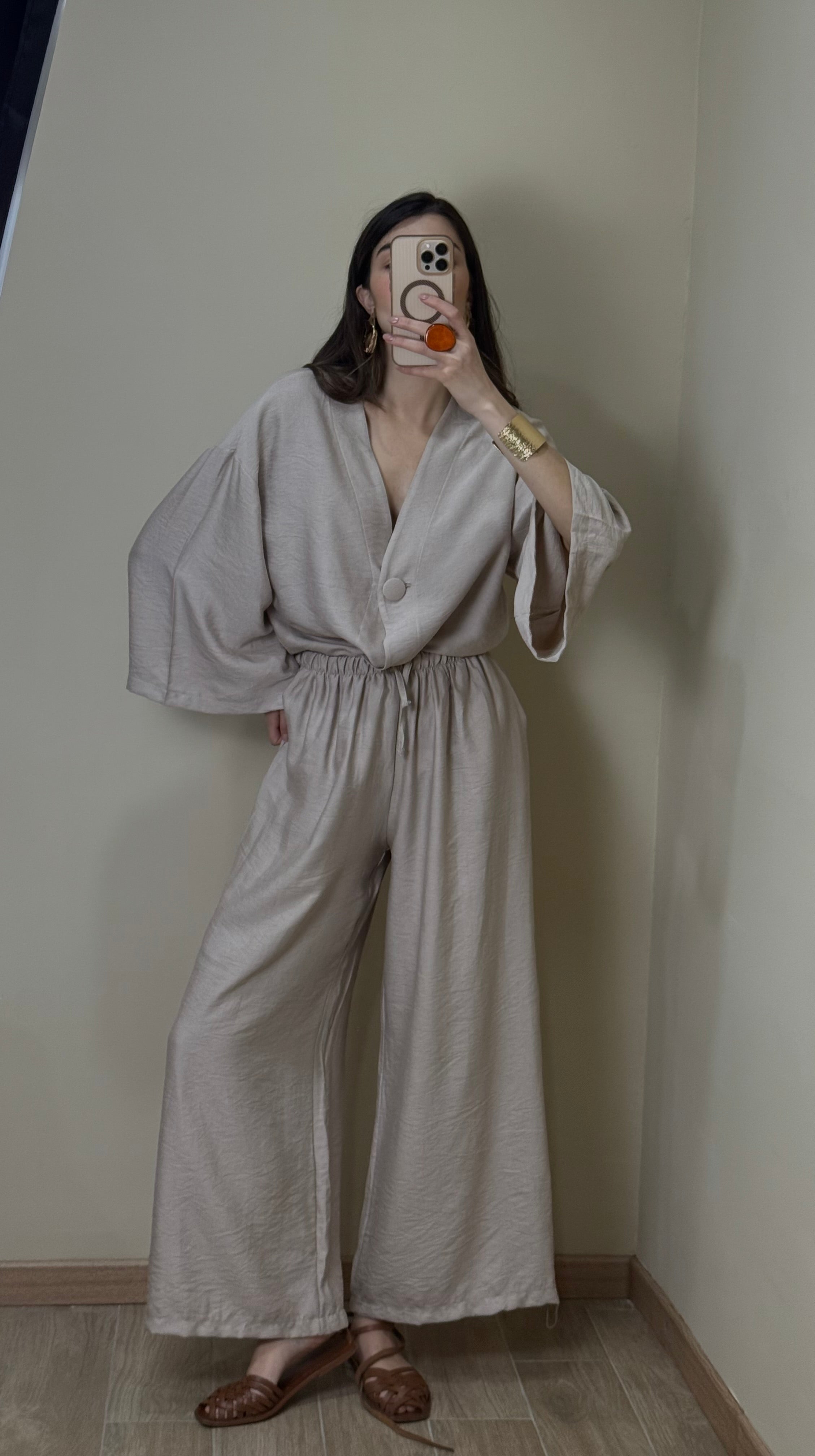 Coordinato misto lino beige - LadyB Shop Online