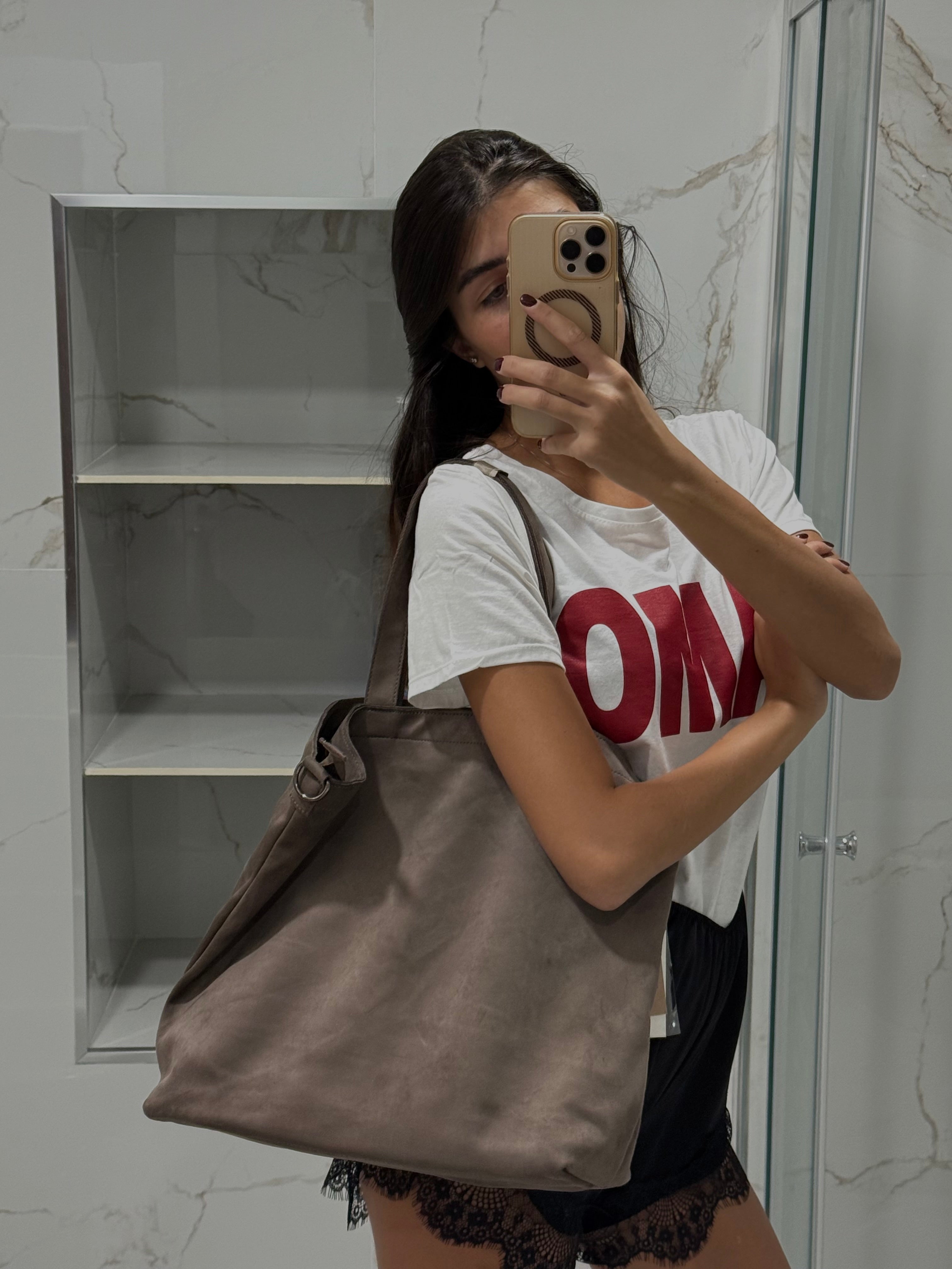 Borsa camoscio fango