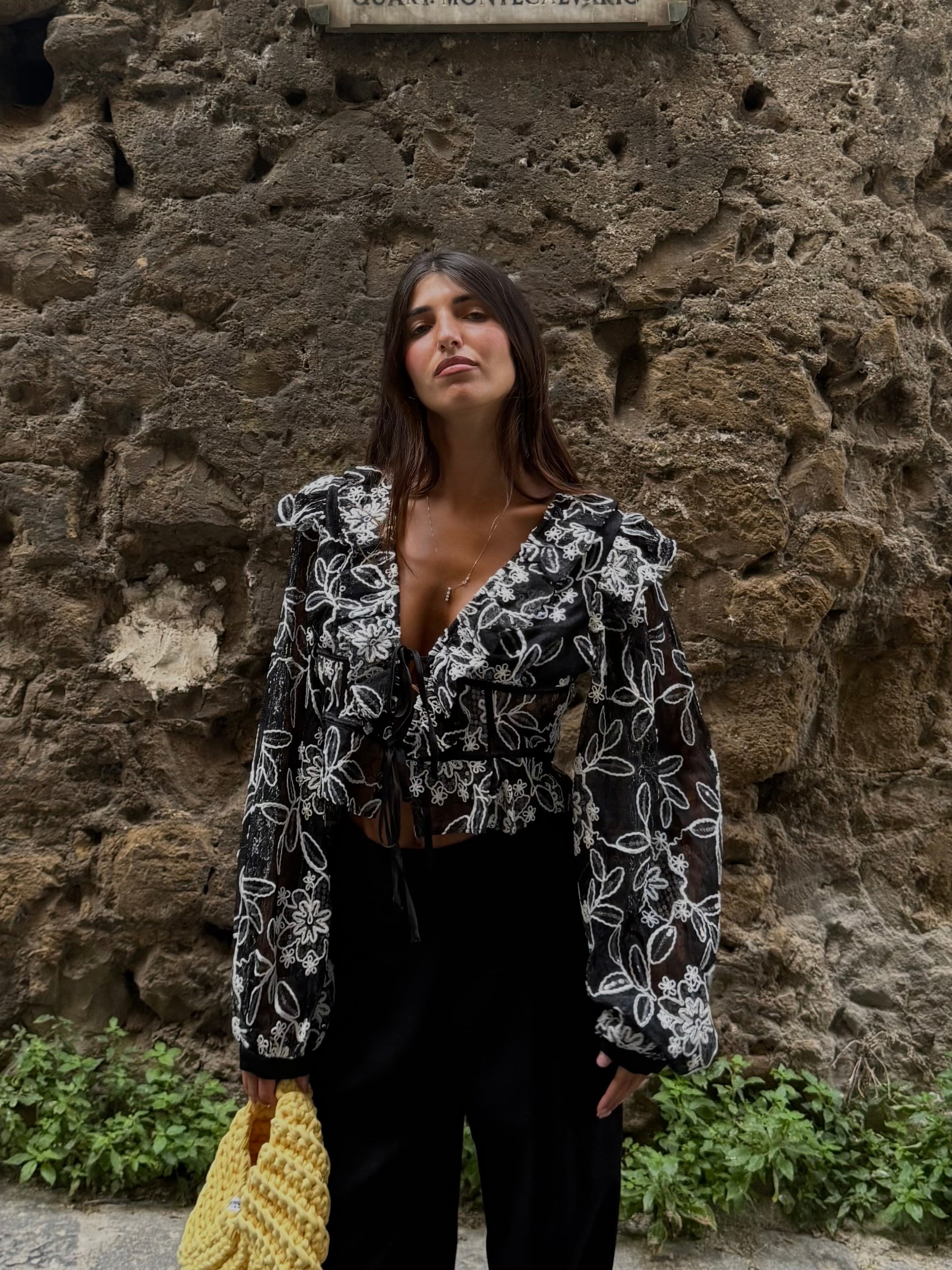 Camicia fiori nera - LadyB Shop Online