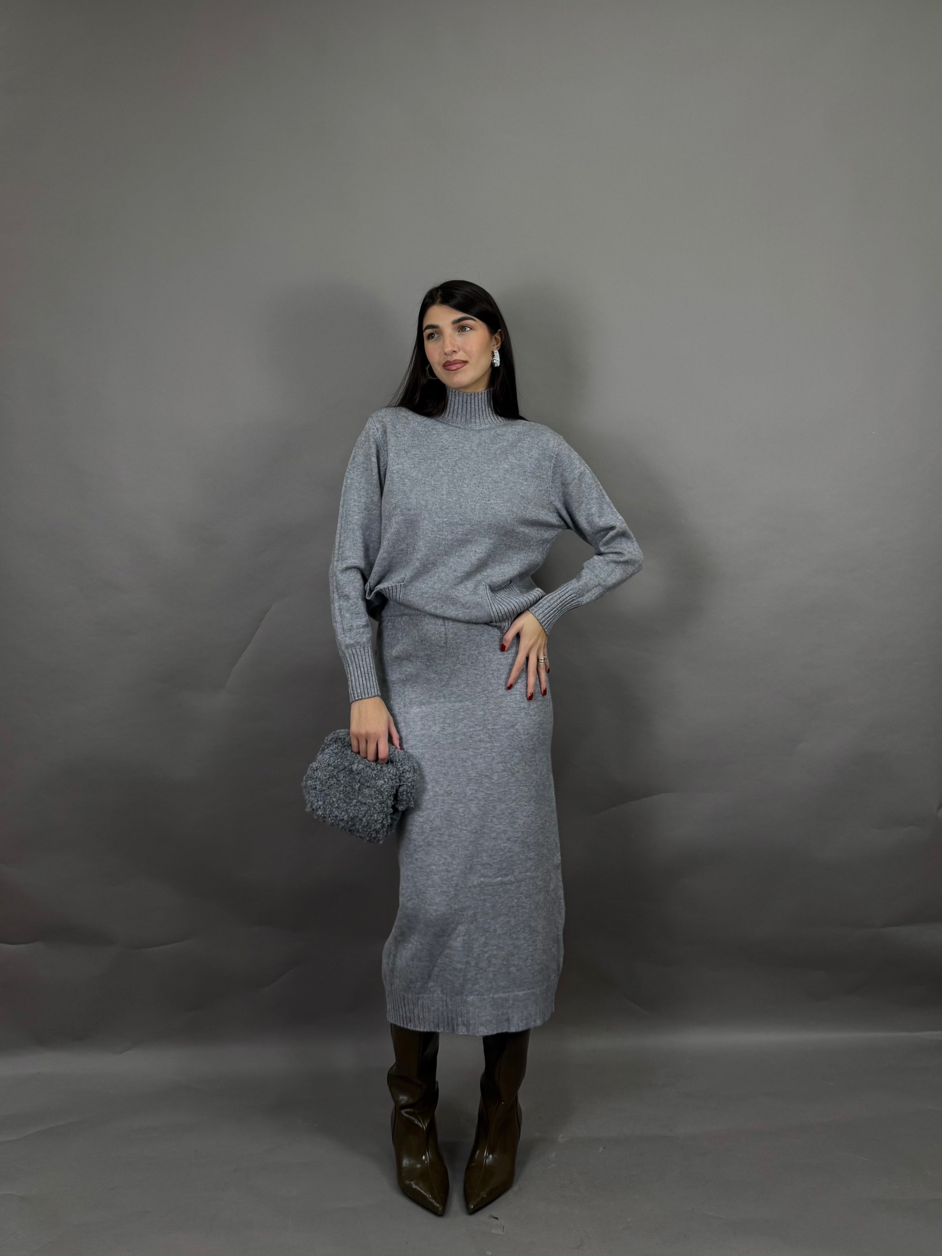 Coordinato lana rasata grigio