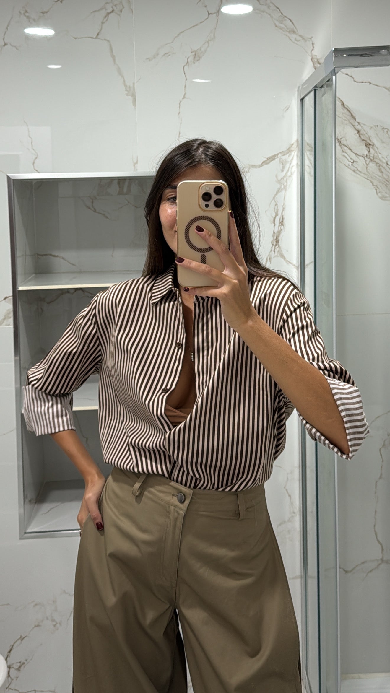Camicia righe marrone