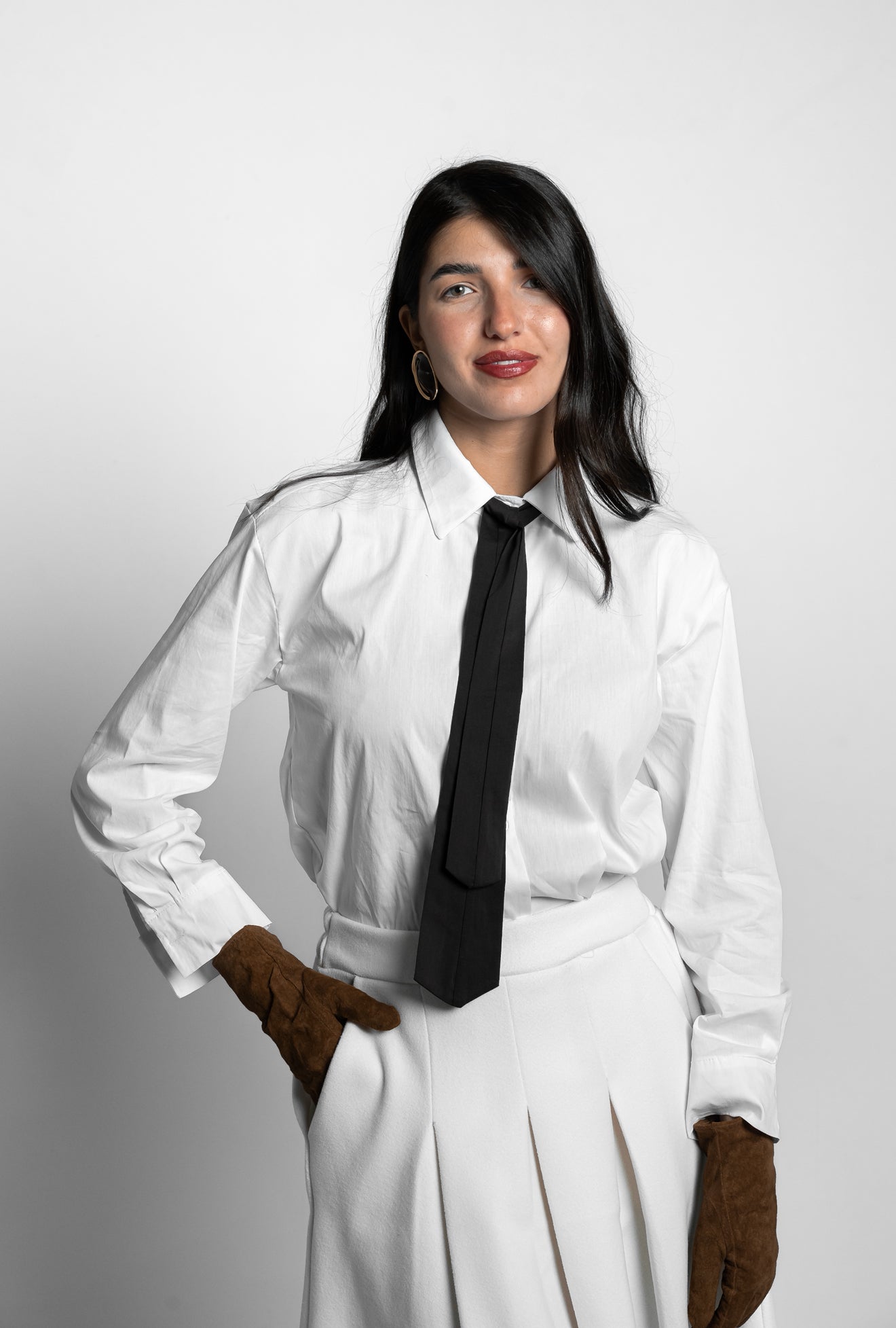 Camicia cravatta marrone