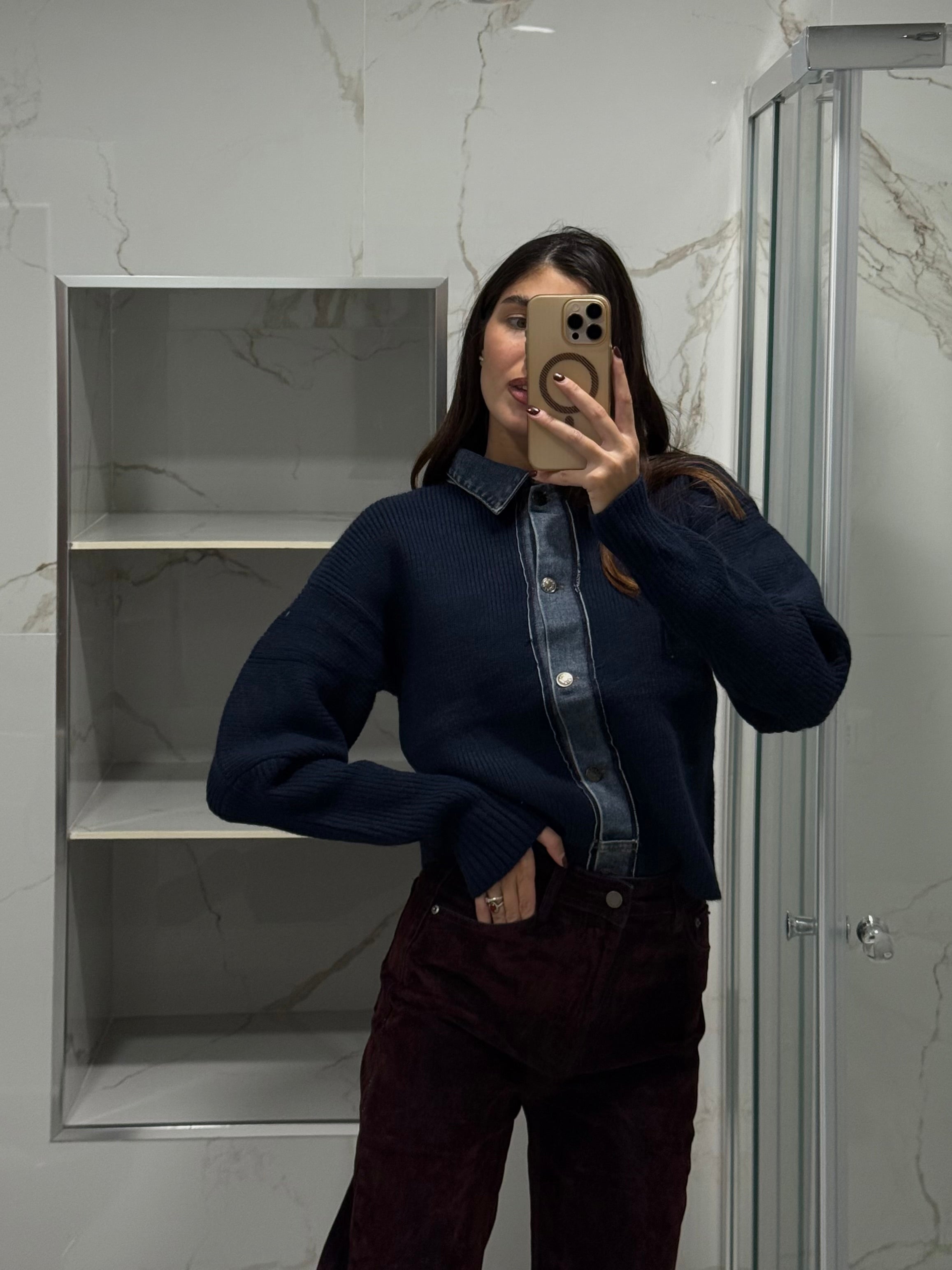 Pull inserti camicia blu