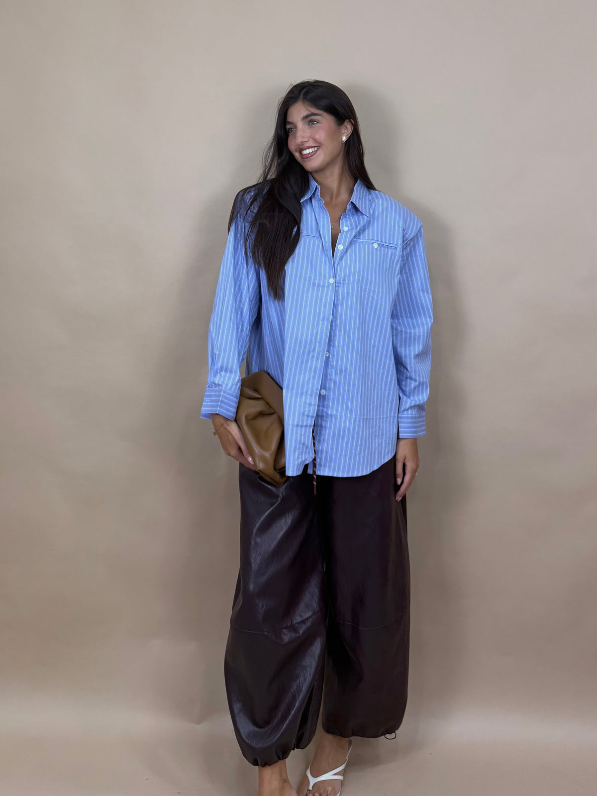 Camicia righe azzurra