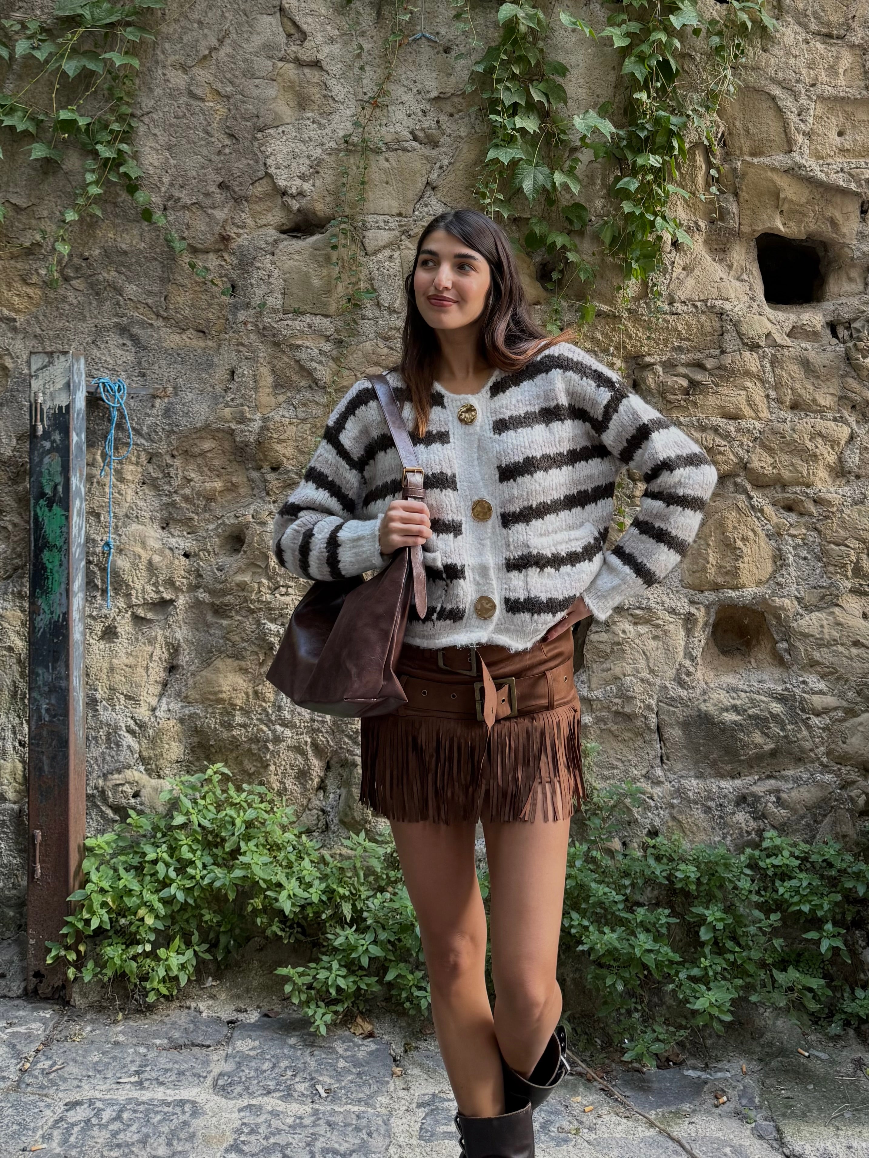 Cardigan lana a righe