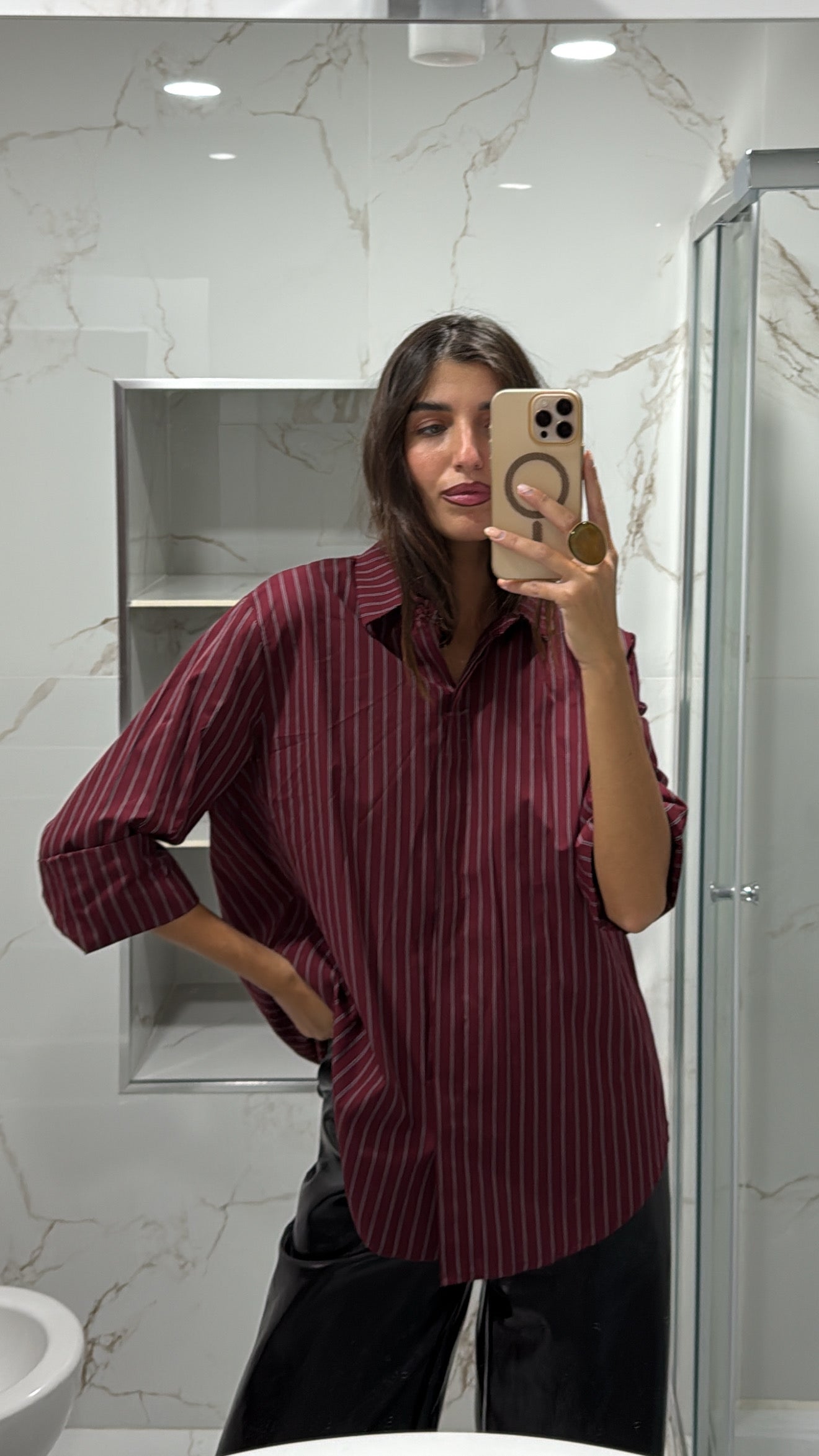 Camicia righe bordeaux