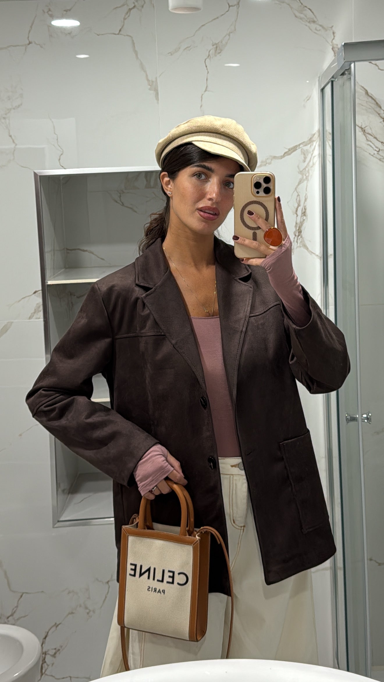 Blazer scamosciato marrone