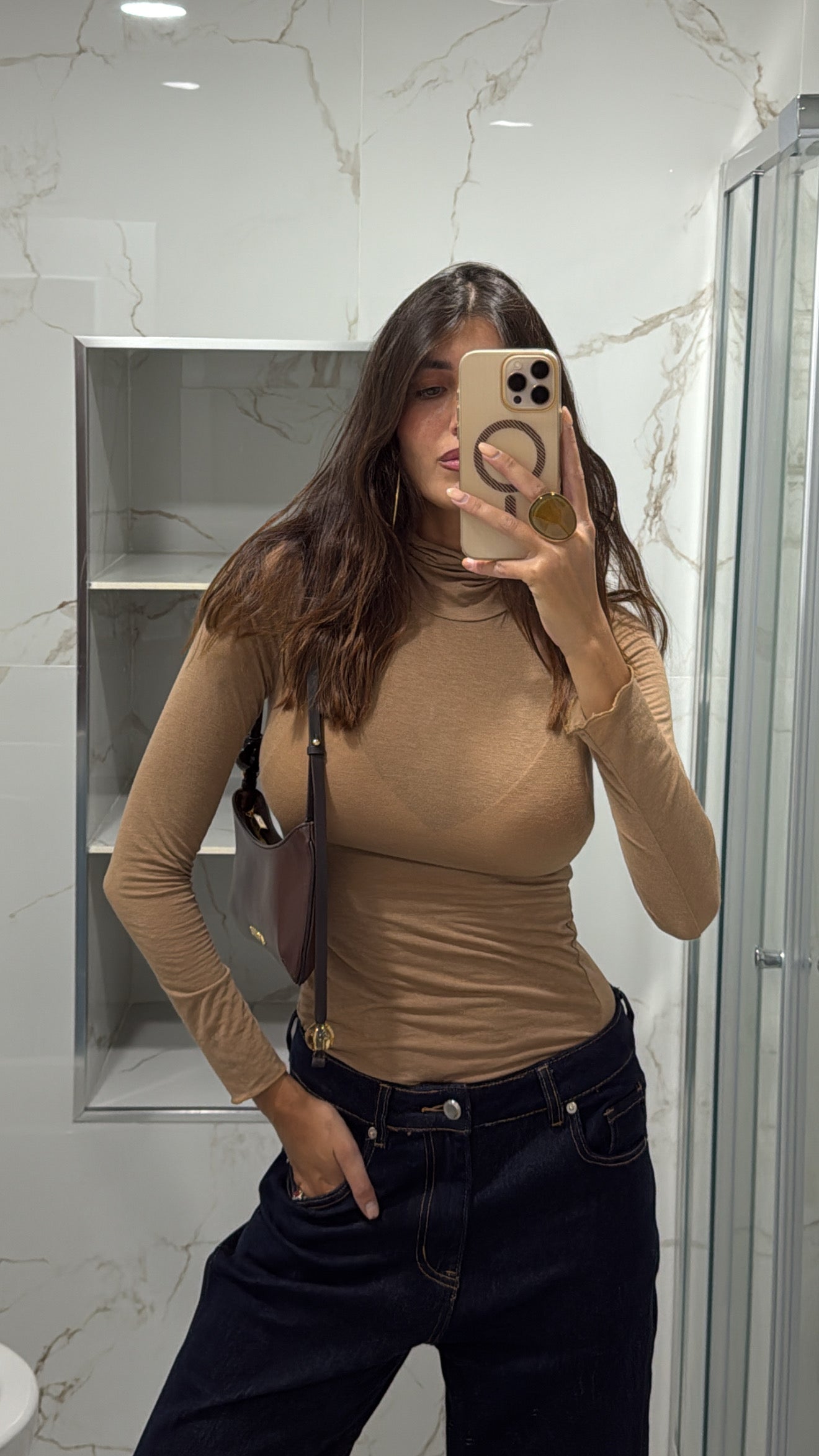 Maglia misto cachemire cammello