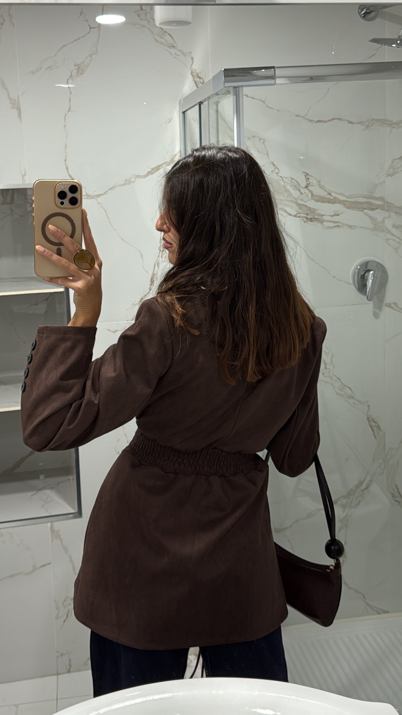 Blazer scamosciato marrone