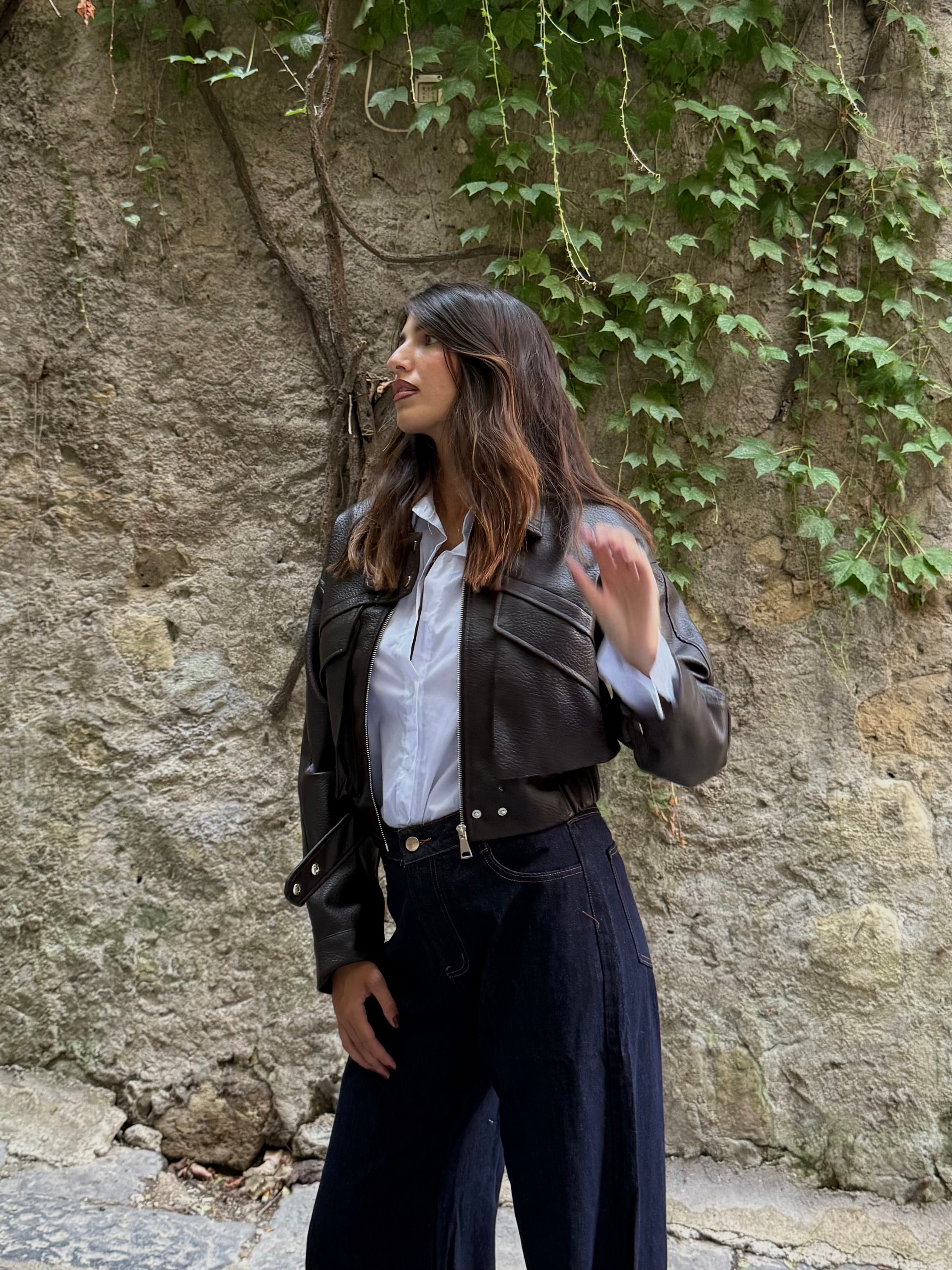 Bomber ecopelle marrone