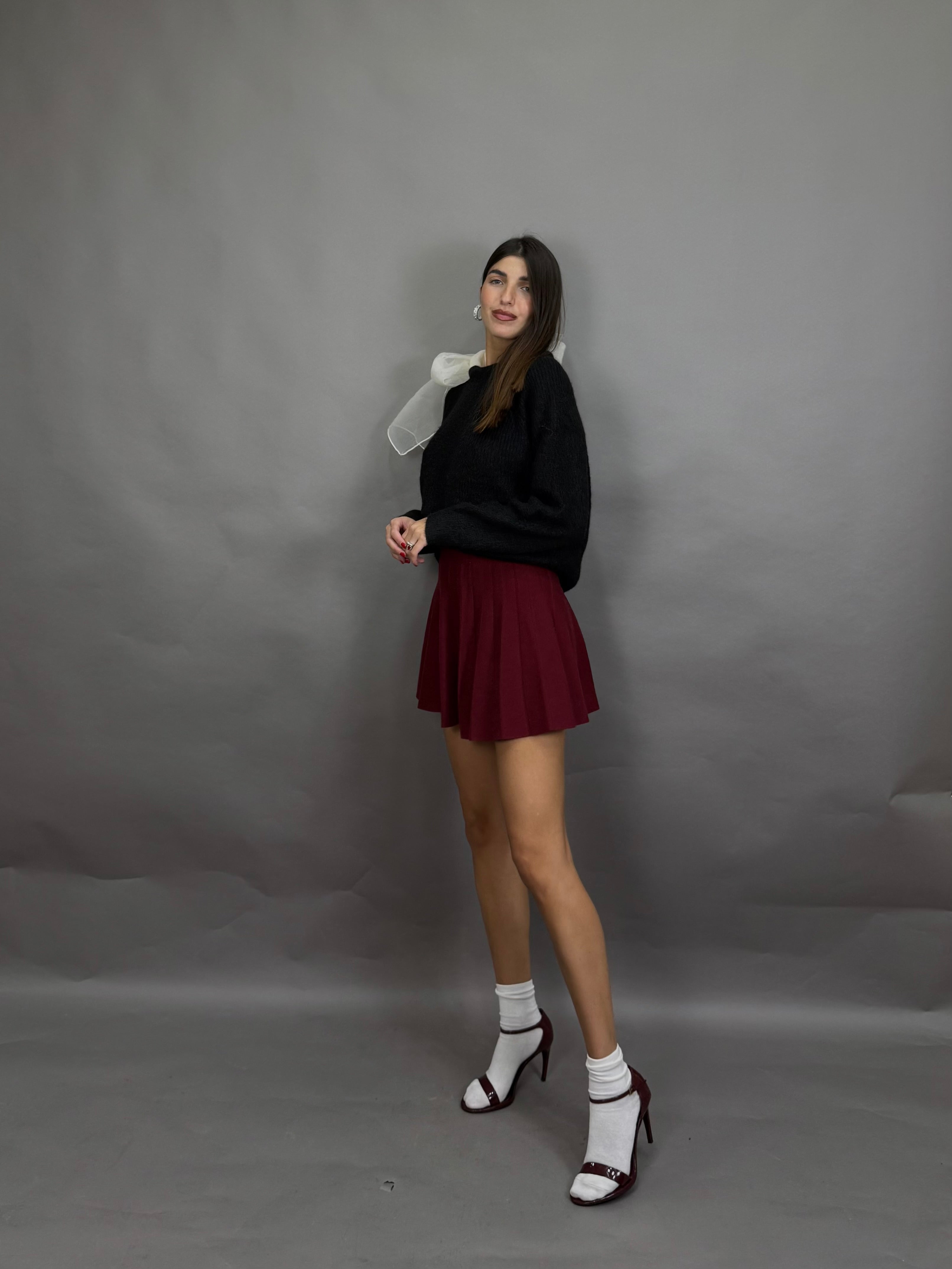 Mini gonna in lana rasata