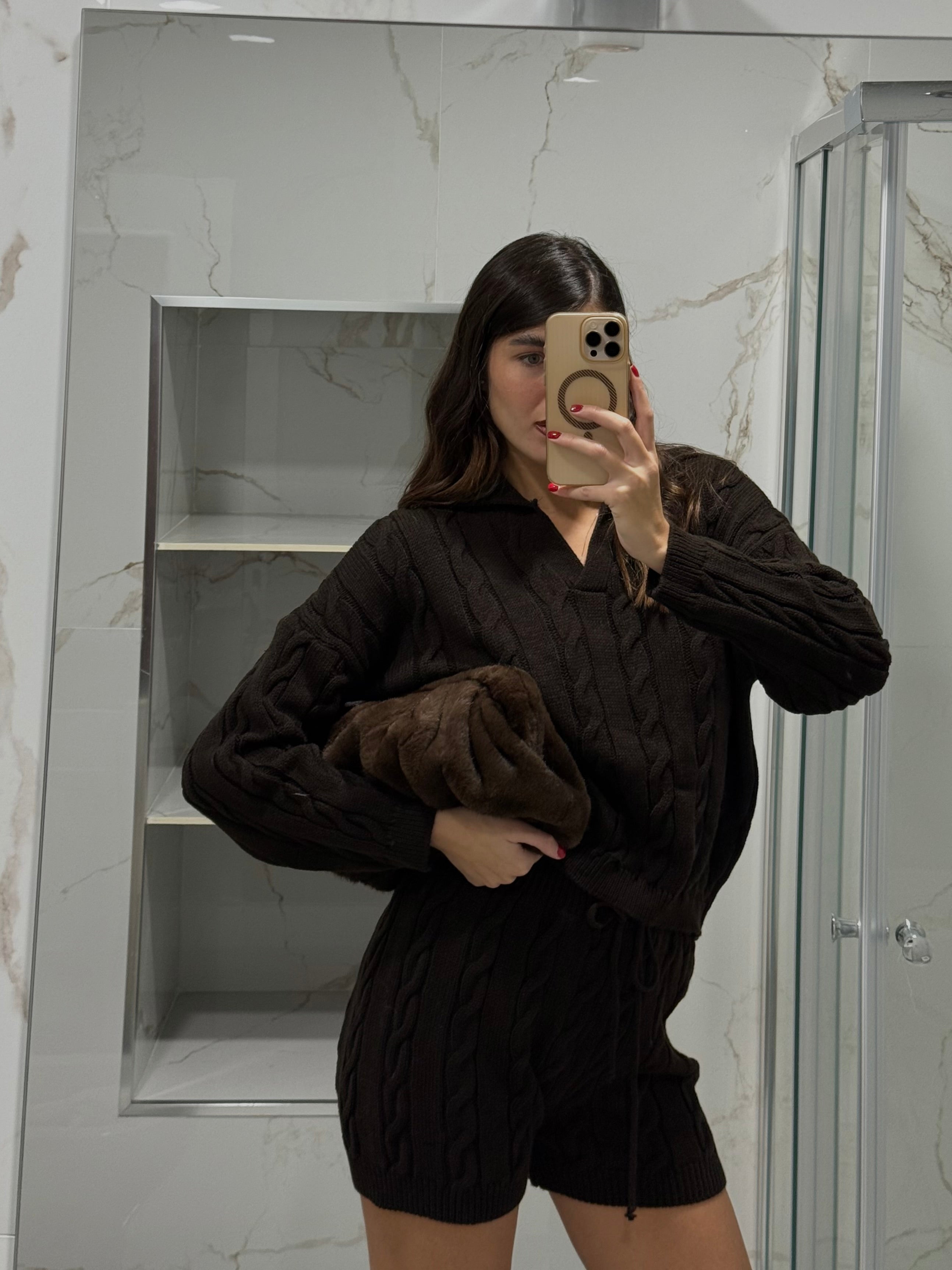 Coordinato trecce marrone