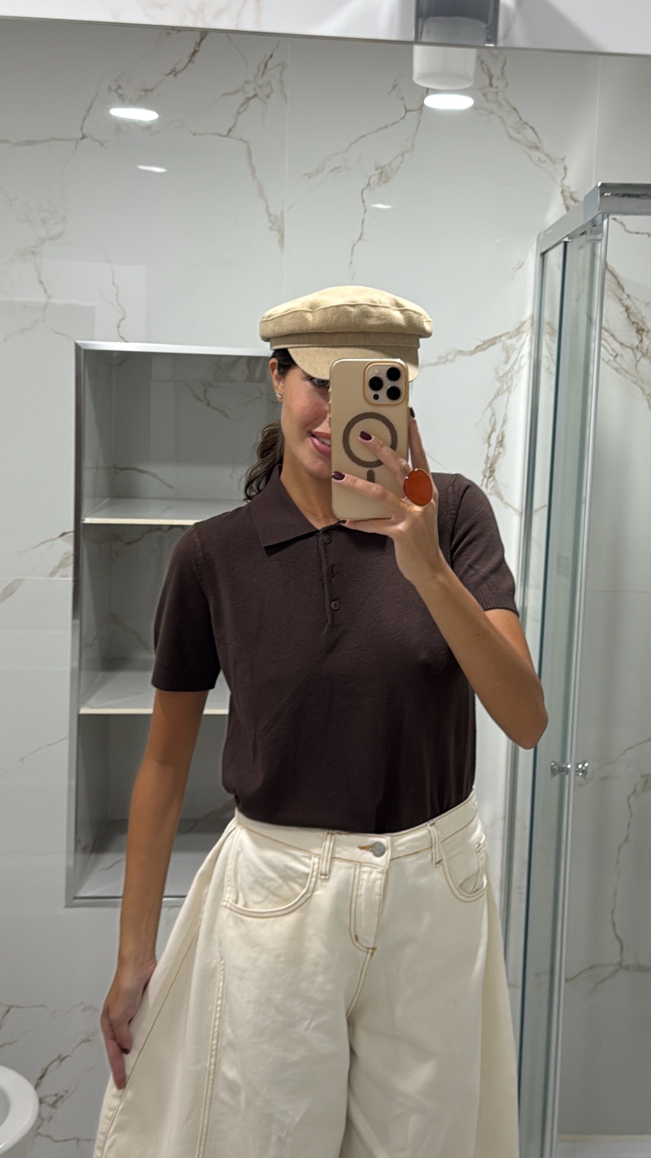 Polo mezza manica marrone