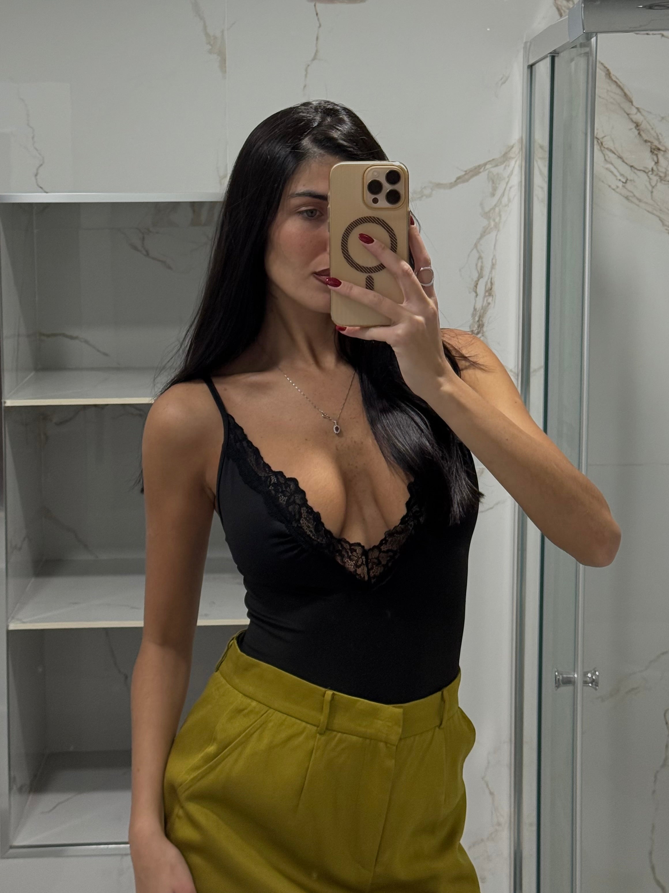 Body pizzo lumina nero