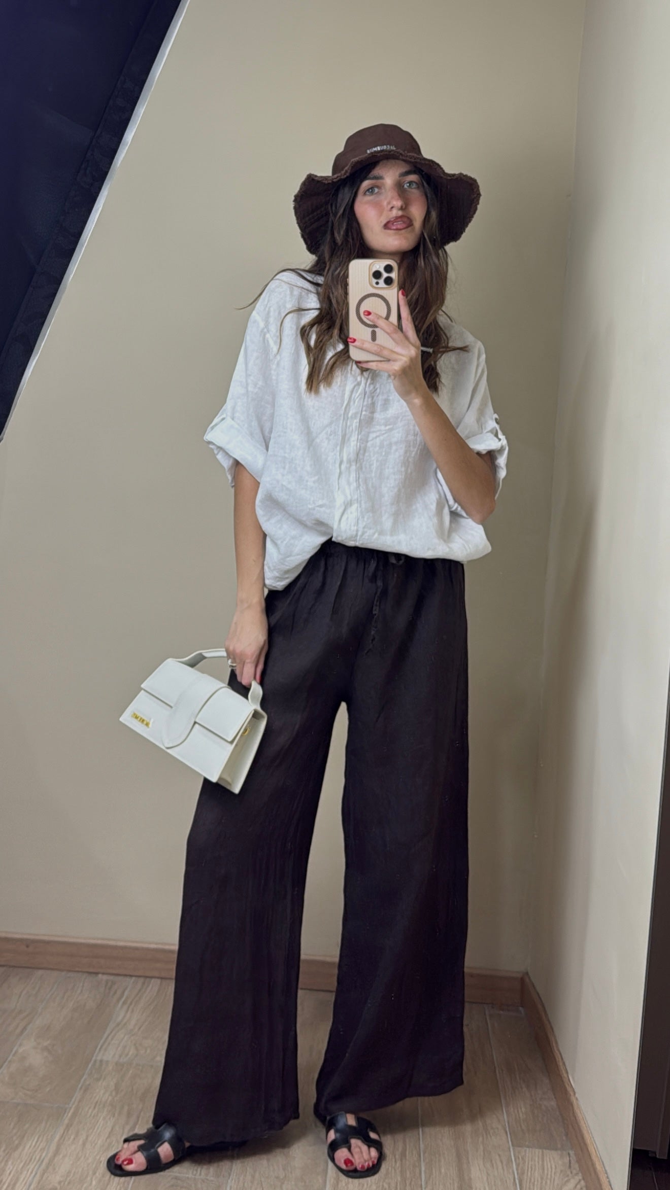 Pantalone lino marrone - LadyB Shop Online