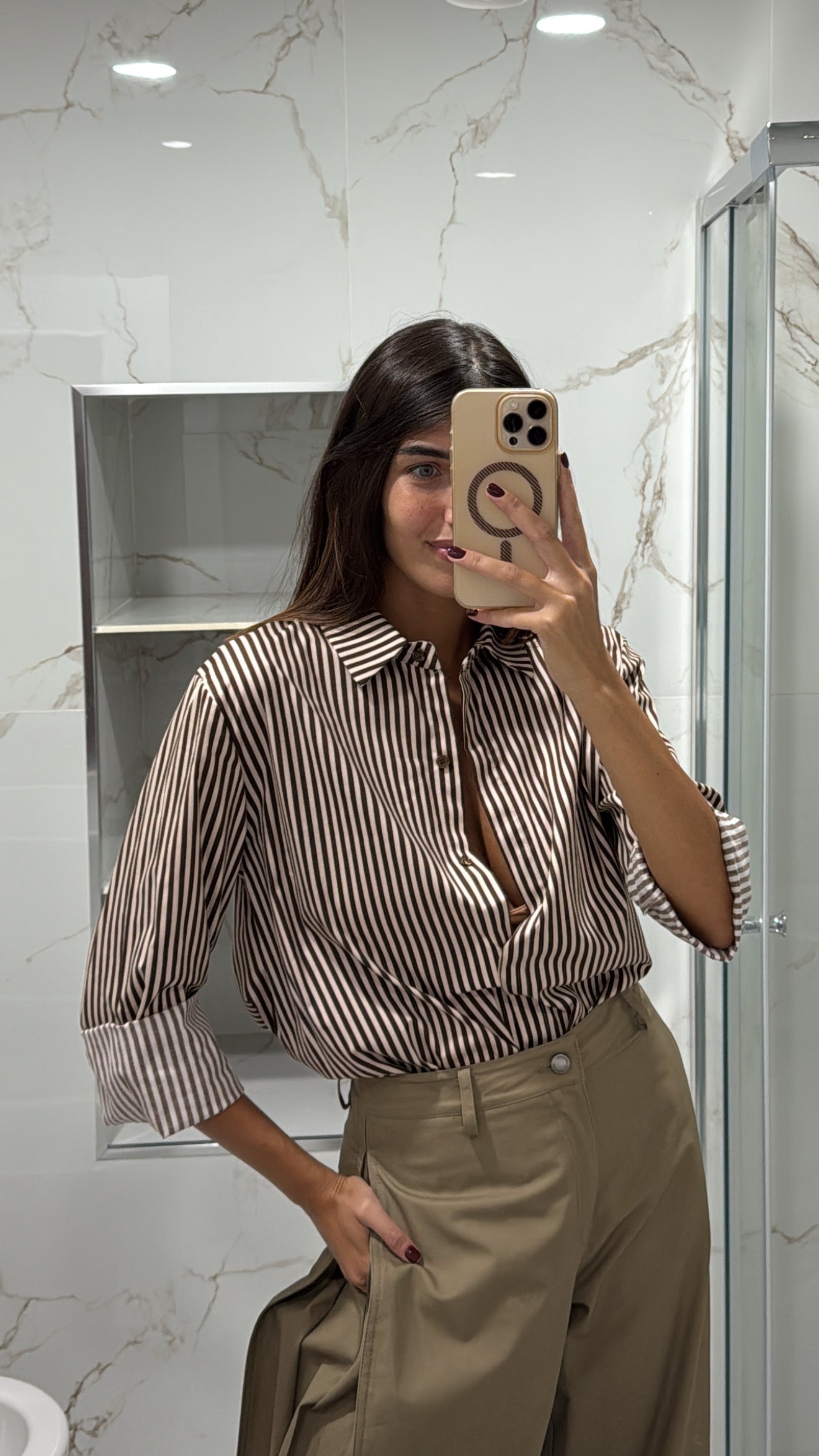 Camicia righe marrone