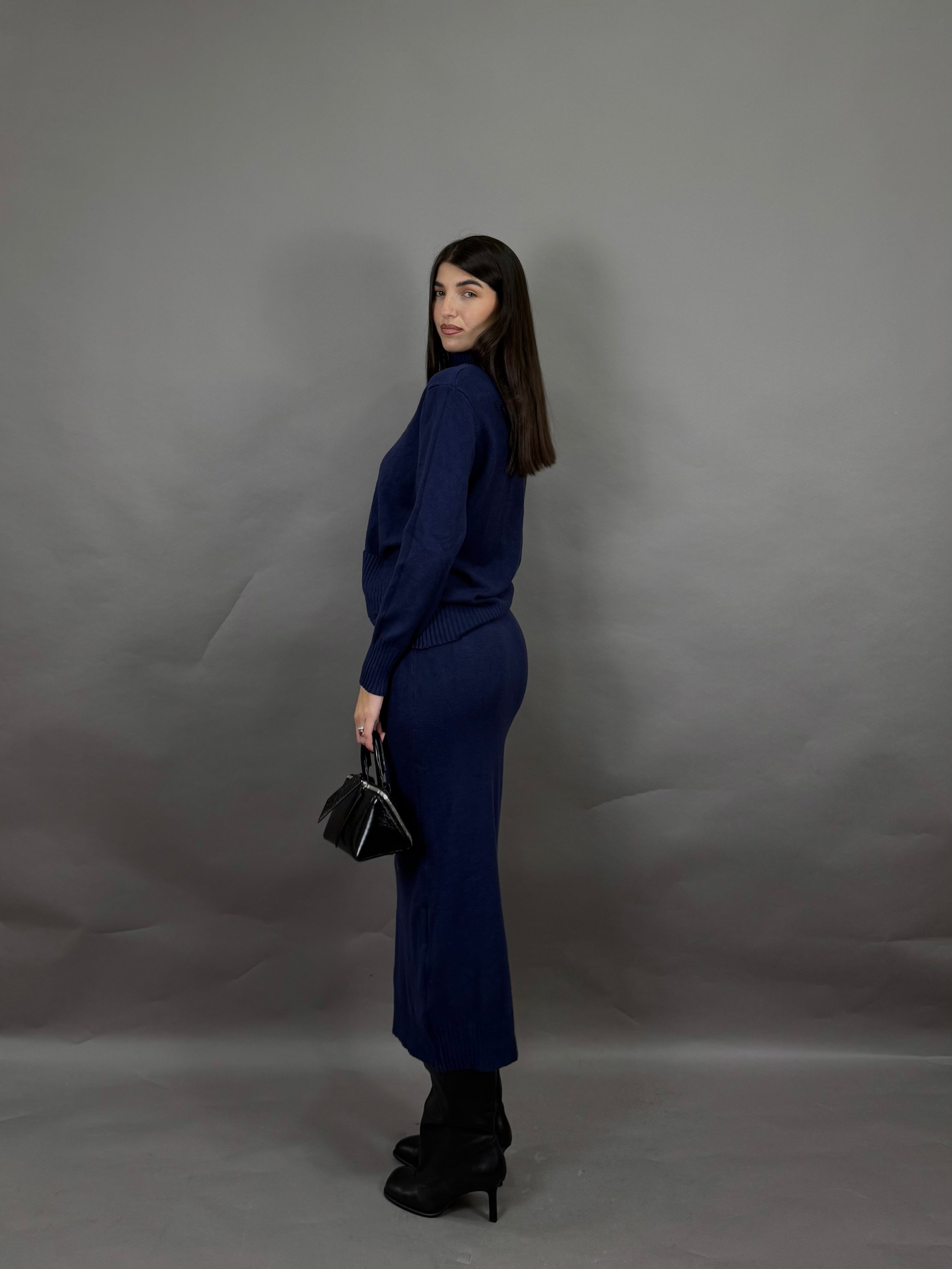 Coordinato lana rasata blu