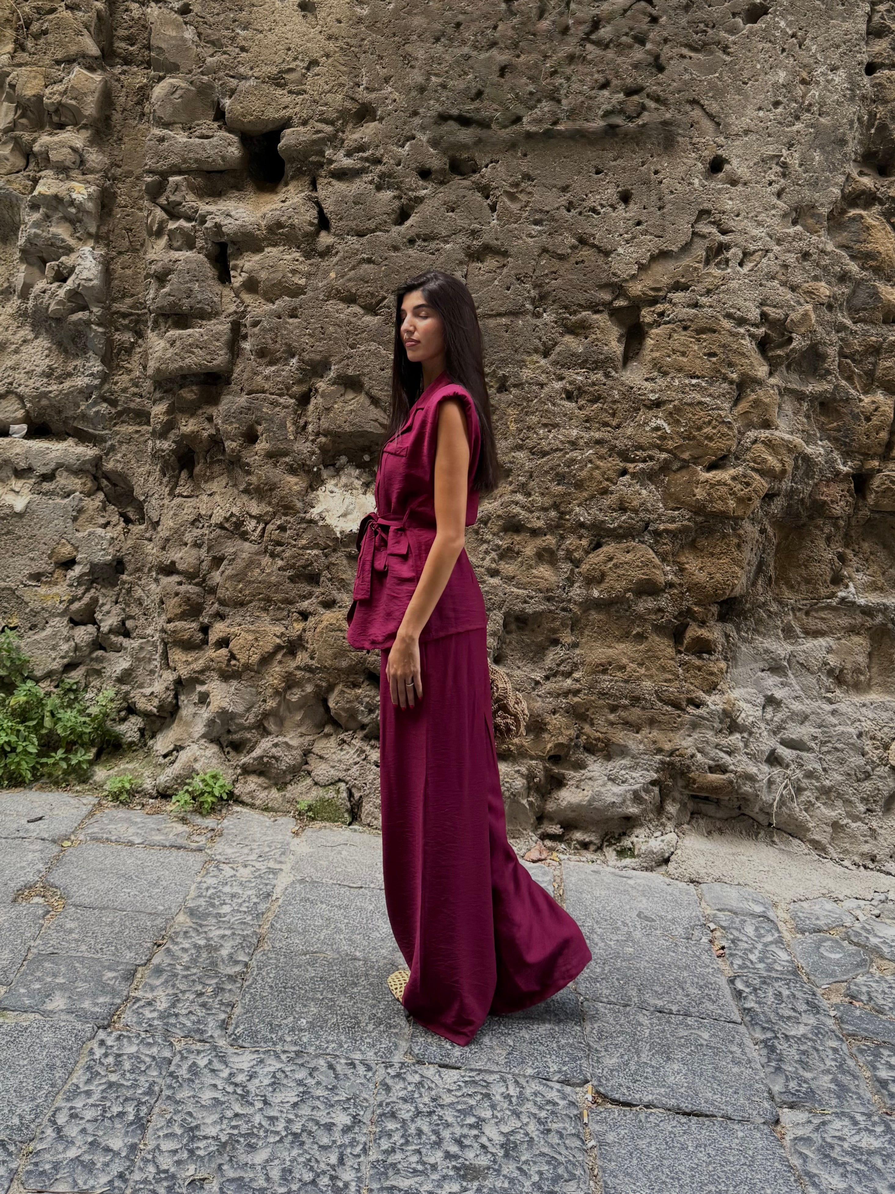 Completo con gilet in viscosa